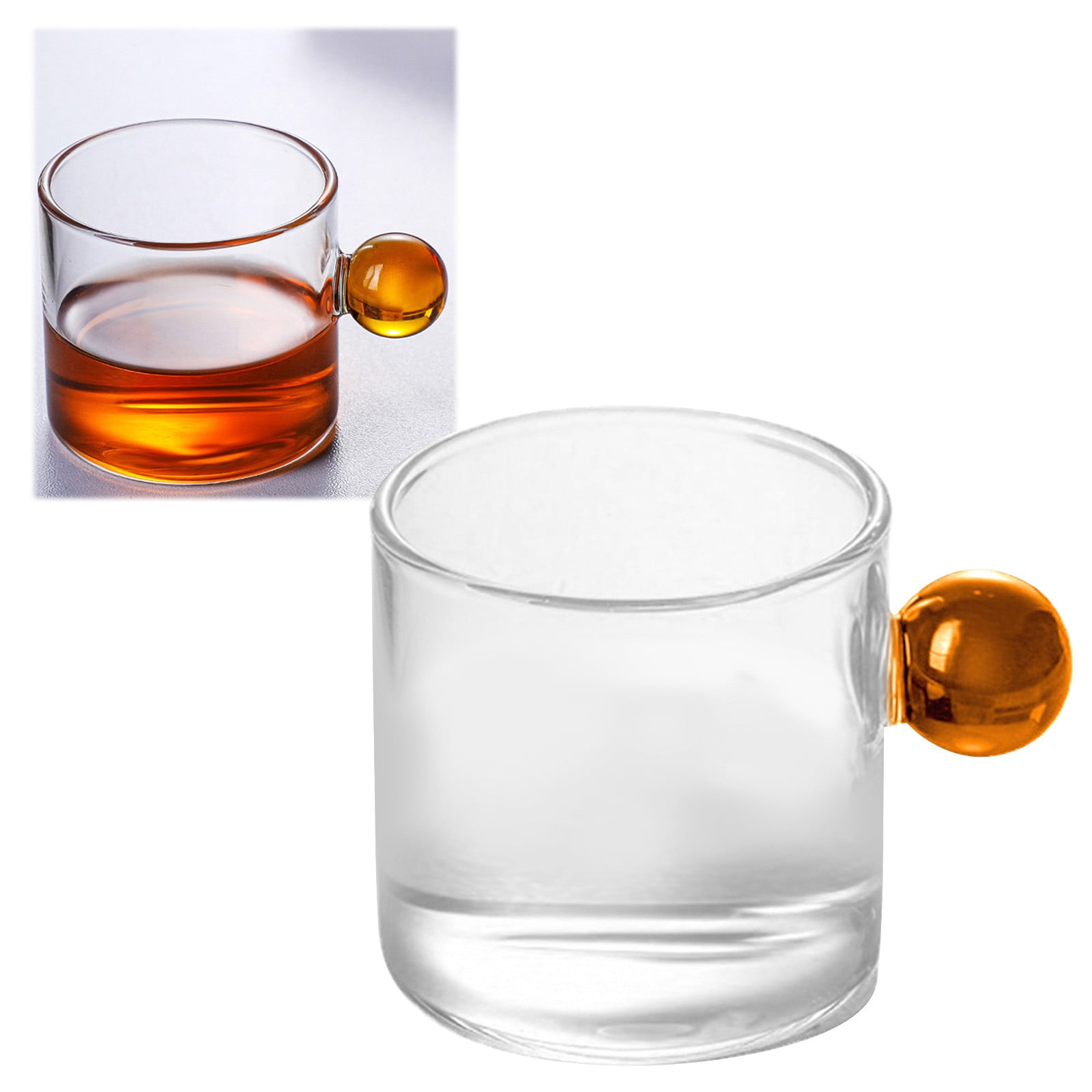 JWDX Glass and Bottle Clearance, Glass Tea Cup Mini Pitcher Milk Creamer Coffee Jar Glass Heatable Pot Saucepan Server Dipping Bowls with Handle Yellow - Image 2