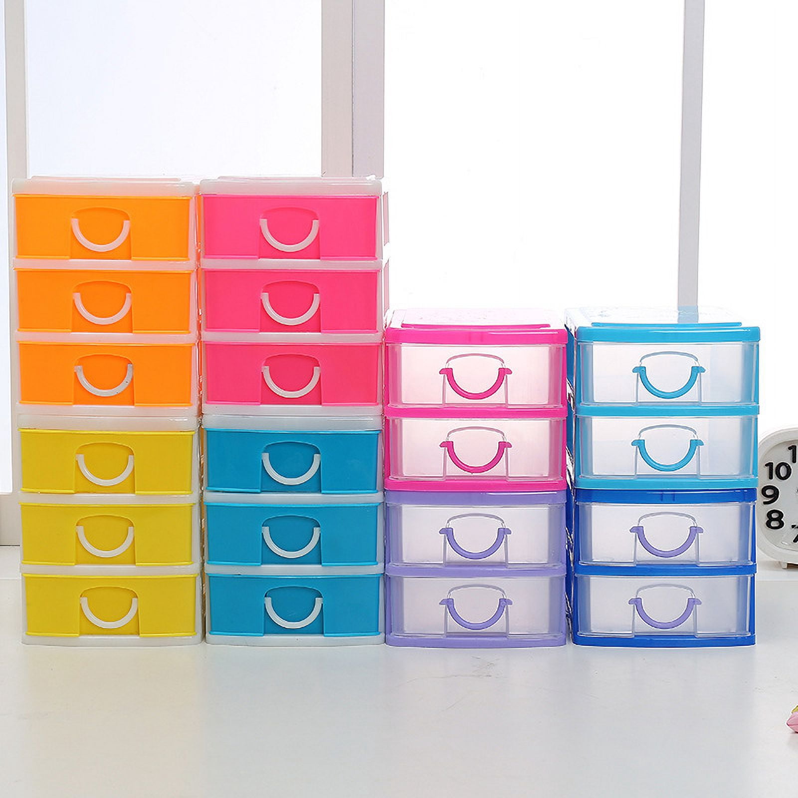 JWDX Rack Clearance, Mini Desktop Drawer Multi Layer Plastic Drawer Storage Box Cosmetic Storage Container Tabletop Sundries Storage Case Removable Desktop Organizer Box As shown - Image 3