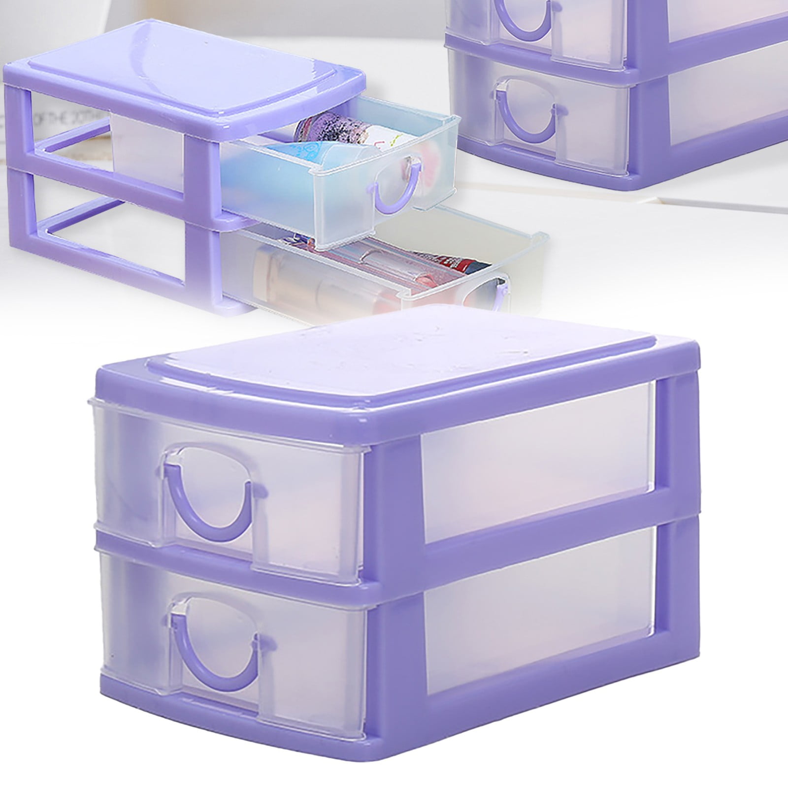 JWDX Rack Clearance, Mini Desktop Drawer Multi Layer Plastic Drawer Storage Box Cosmetic Storage Container Tabletop Sundries Storage Case Removable Desktop Organizer Box As shown - Image 4