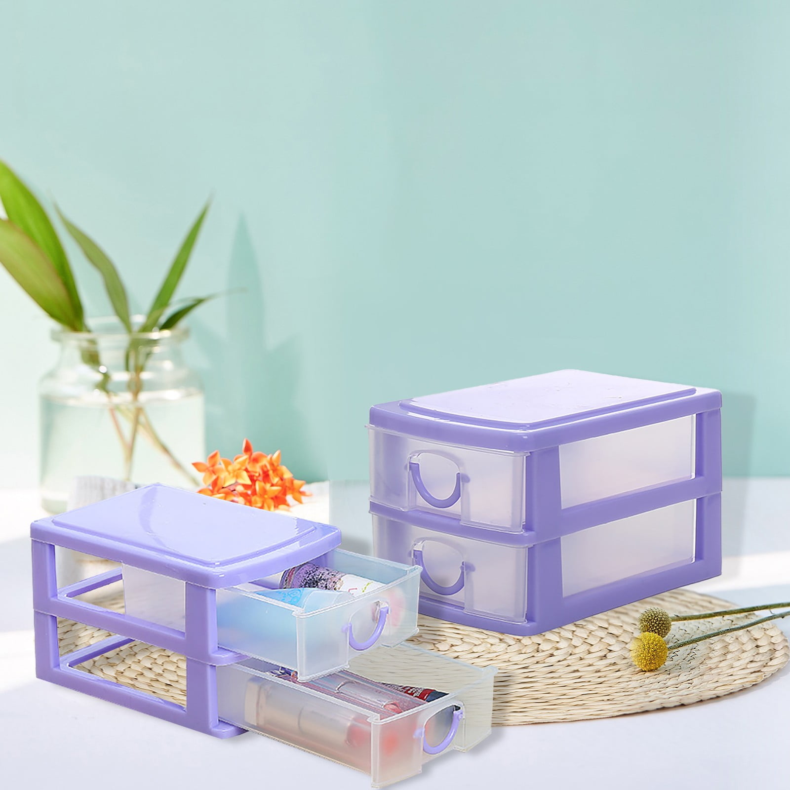 JWDX Rack Clearance, Mini Desktop Drawer Multi Layer Plastic Drawer Storage Box Cosmetic Storage Container Tabletop Sundries Storage Case Removable Desktop Organizer Box As shown - Image 8
