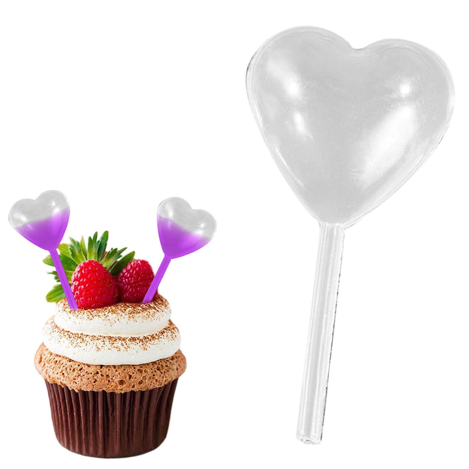 JWDX Cake Inserts Clearance, 50Pcs 4Ml Mini Transfer Cupcakes Pipettes Heart Round Shape Disposable Plastic Liquid for Cupcake Dessert Strawberries And As shown - Image 3