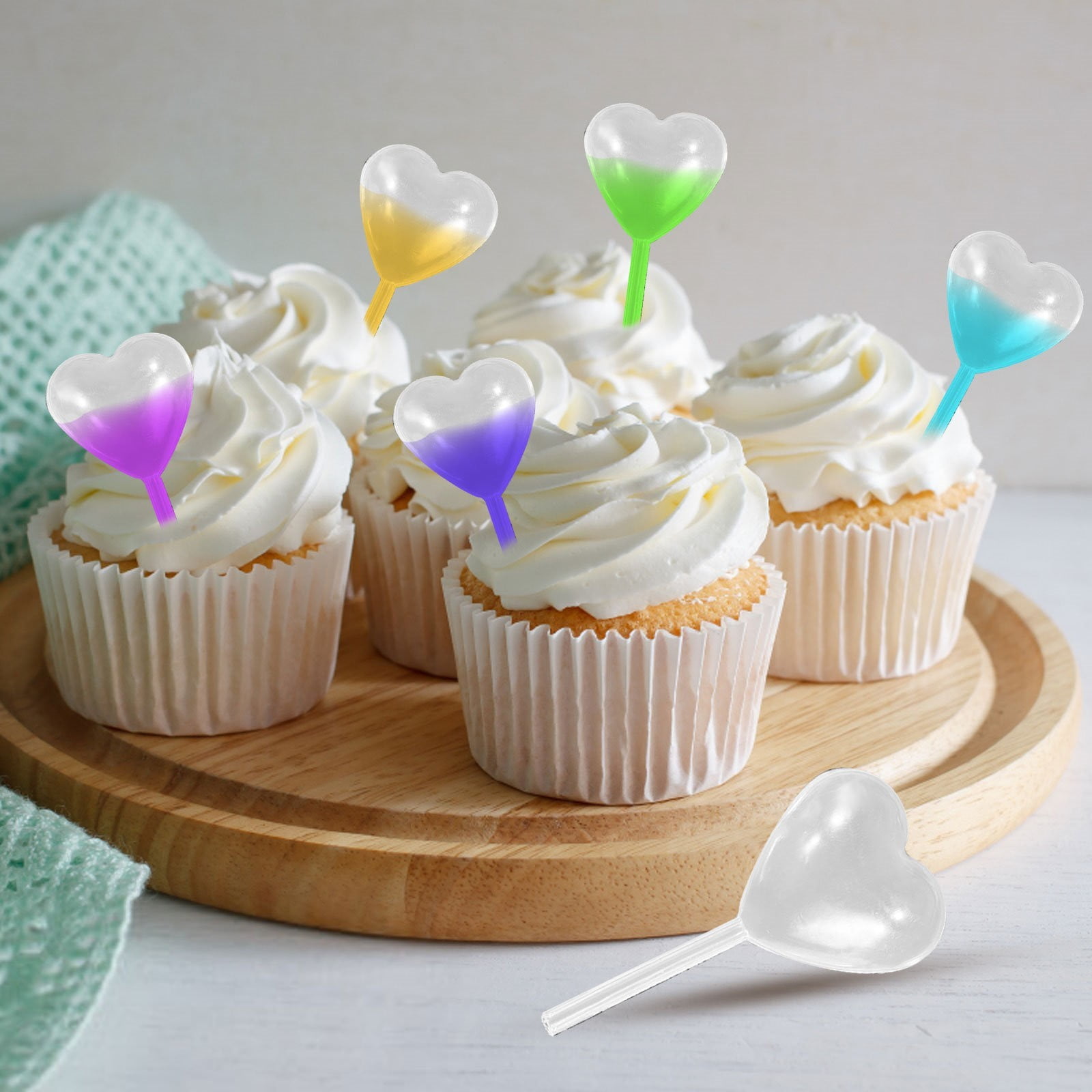JWDX Cake Inserts Clearance, 50Pcs 4Ml Mini Transfer Cupcakes Pipettes Heart Round Shape Disposable Plastic Liquid for Cupcake Dessert Strawberries And As shown - Image 5