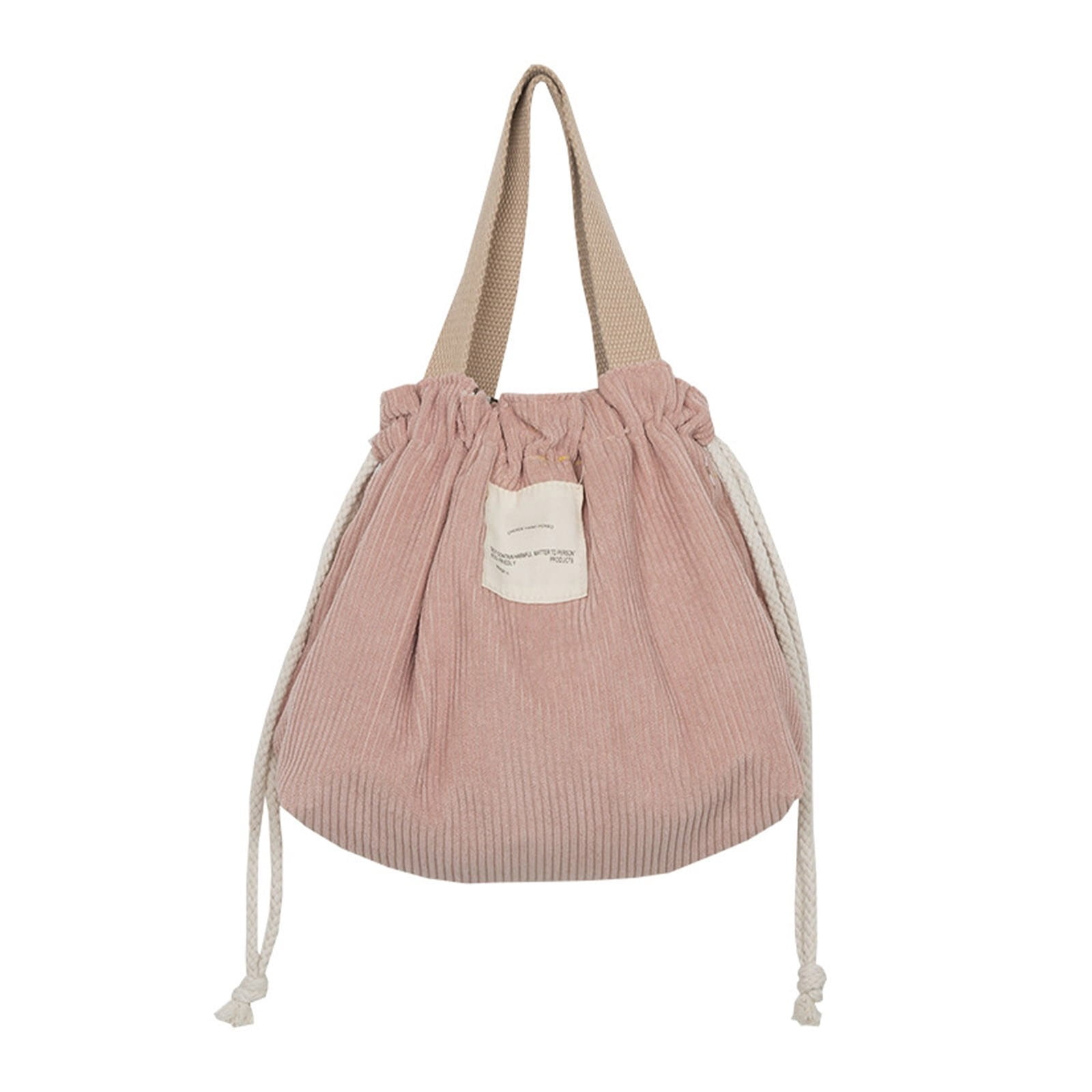 JWDX Food Storage Clearance, Drawstring Cosmetic Bag Japanese Tote Bag Corduroy Makeup Bag Travel Storage Organizer Corduroy Canvas Lunch Bag Dinner Container Food Storage Bags Pink - Image 2