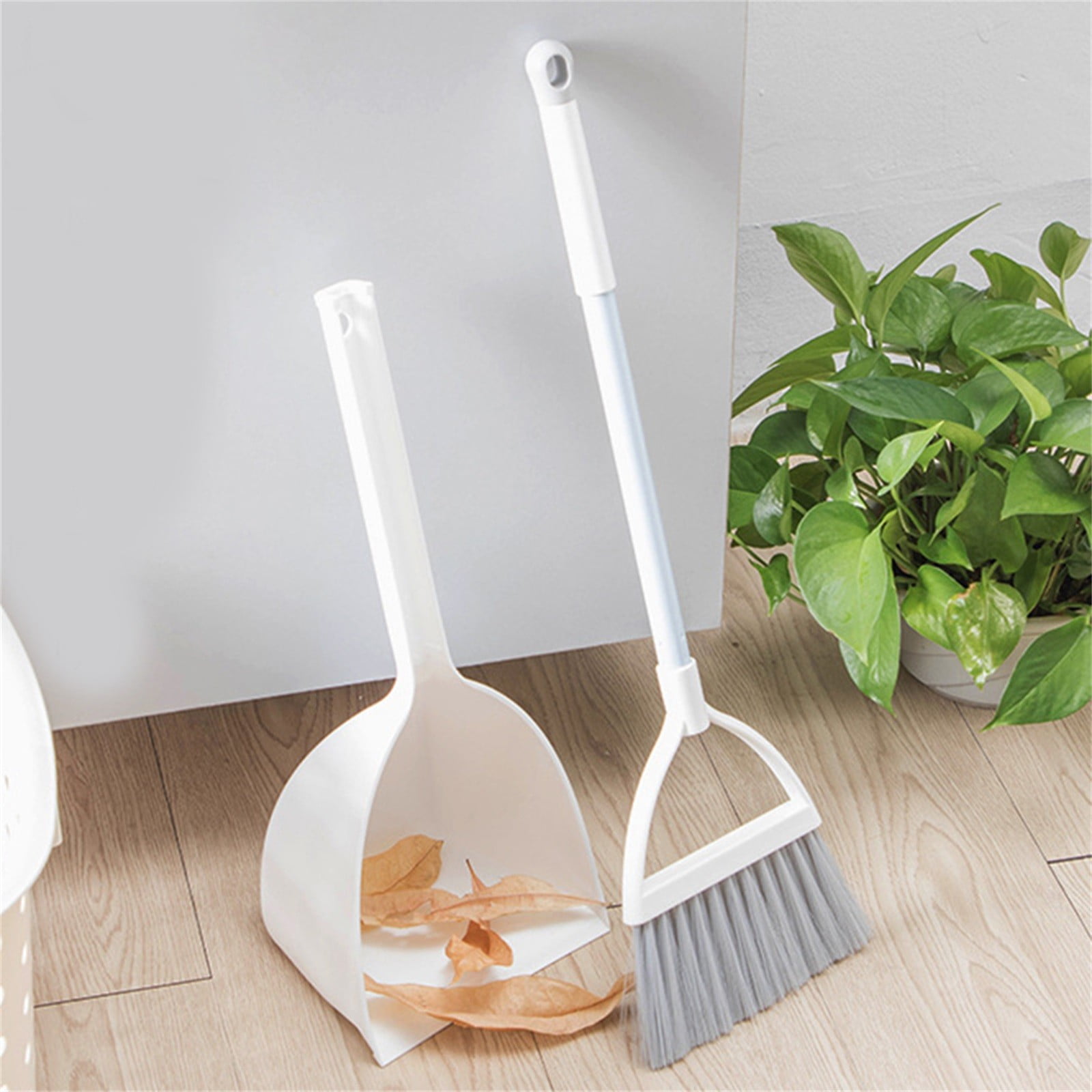 JWDX Cleaning Brush Clearance, Small and Dustpan Set Broomstick and Dust Pan Combo for Home Kitchen Room Kids Housework Cleaning Craft (White) As shown - Image 3