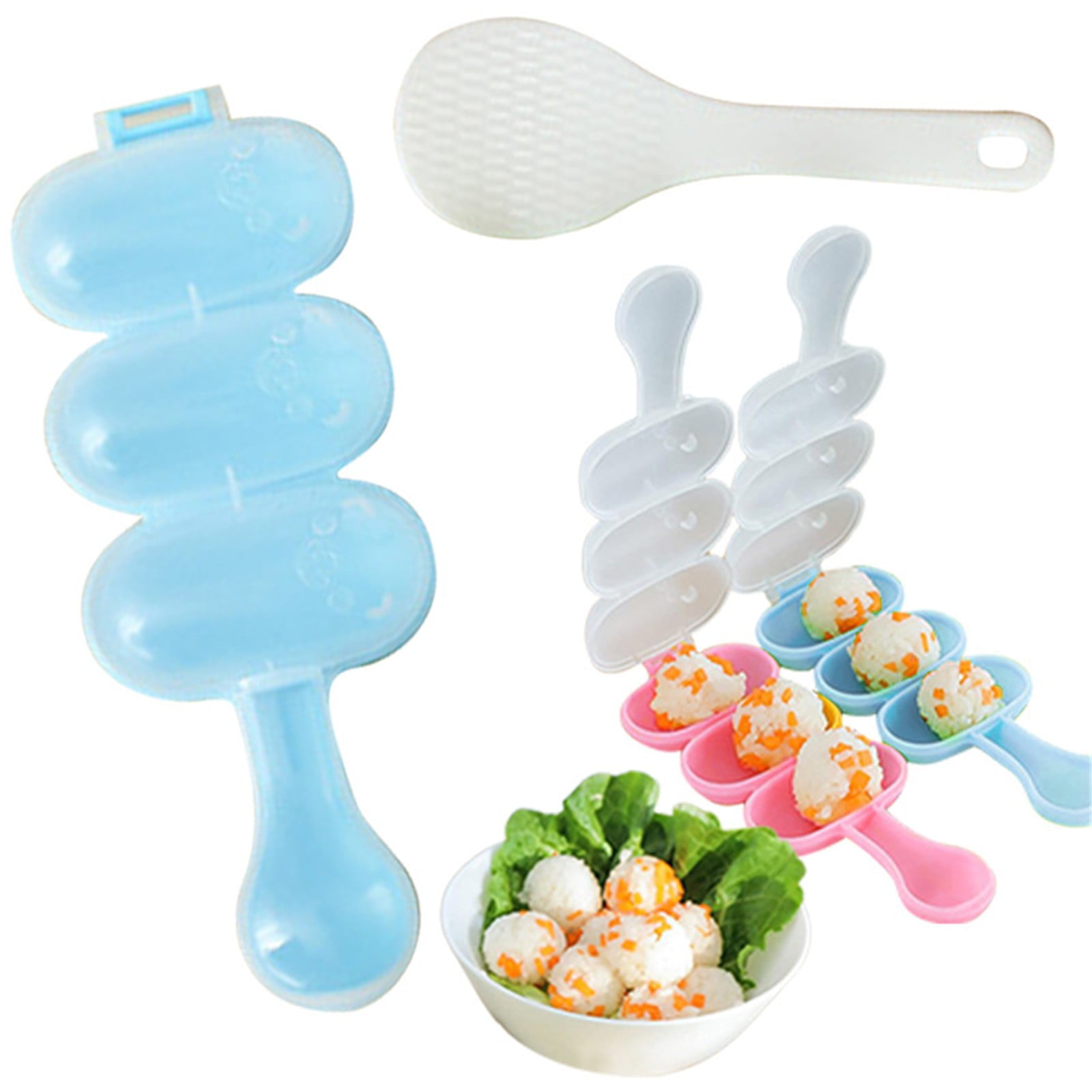 JWDX Cake Mould Clearance, Rice and Vegetable Roll Machine Non Stick Rice and Vegetable Roll 3 Cavity Shaking Tool Shou Driver Rice and Vegetable Roll Shaker Rice and Vegetable Roll Shaki Blue - Image 2