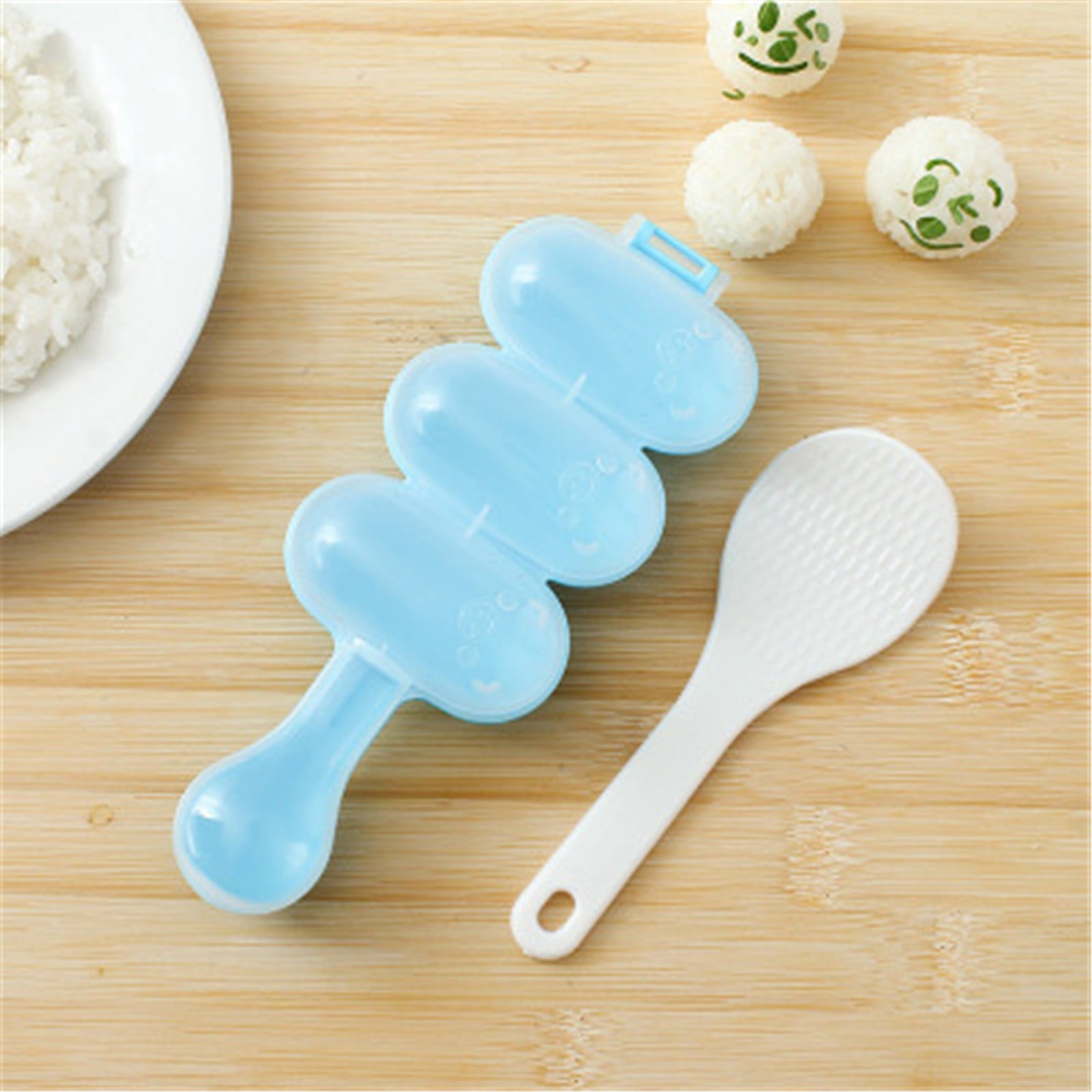 JWDX Cake Mould Clearance, Rice and Vegetable Roll Machine Non Stick Rice and Vegetable Roll 3 Cavity Shaking Tool Shou Driver Rice and Vegetable Roll Shaker Rice and Vegetable Roll Shaki Blue - Image 4