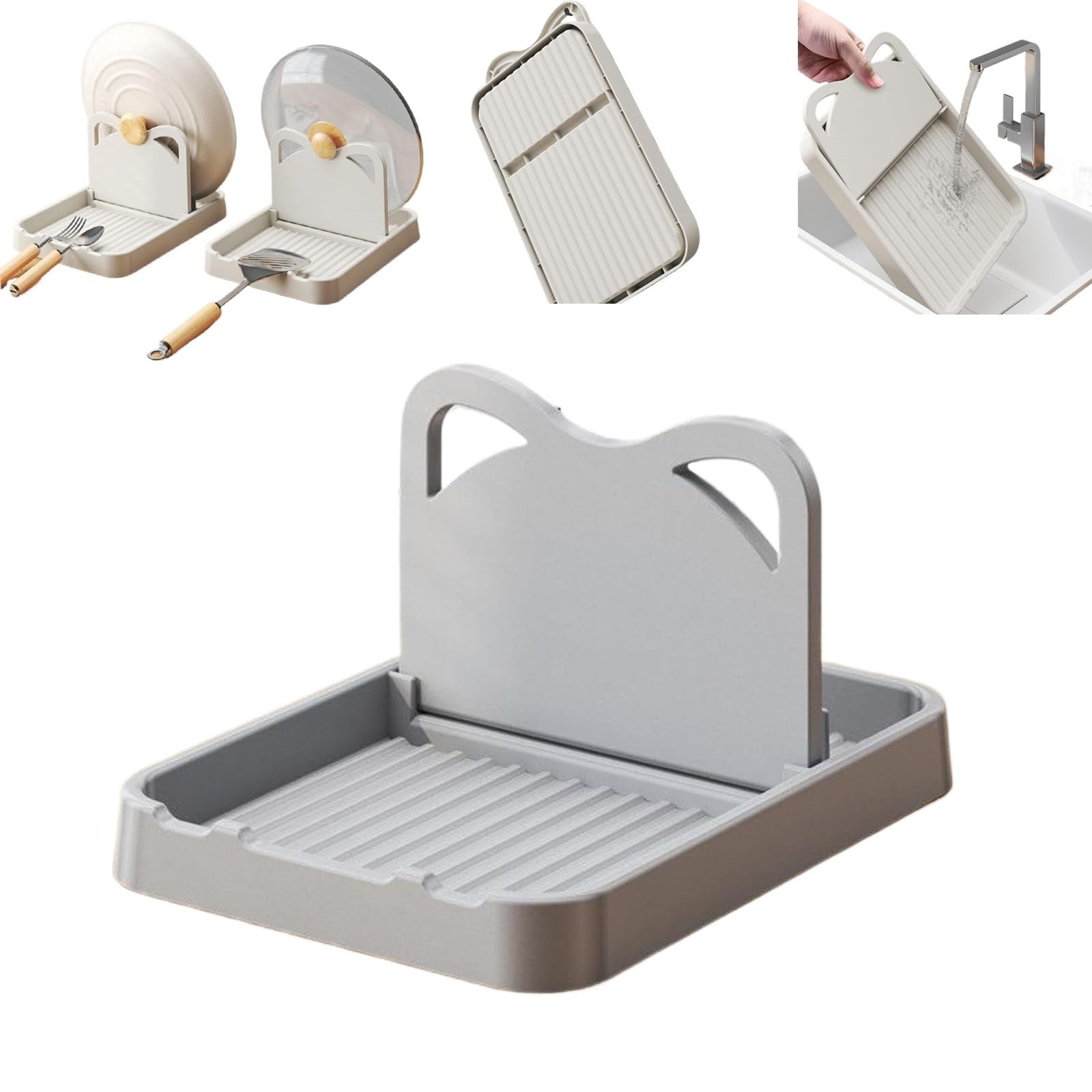 JWDX Rack Clearance, Spoon Rest with Lid Holder: Foldable Silicone Spoon Holder High Temperature Spoon Organizer Spatula Holder for Kitchen Counters and Stove Tops Grey - Image 2
