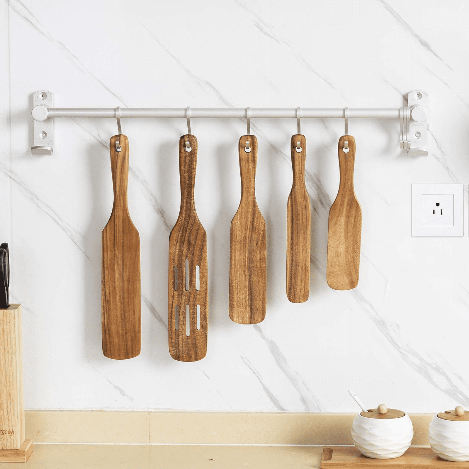 JWDX Cooking Utensils Clearance, Visland Wooden Spatula Premium Natural Teak Wood Slotted Spatulas Spoons for Cookware Kitchen Cooking Heat for Stirring Mixing Serving 1Pc As shown - Image 6