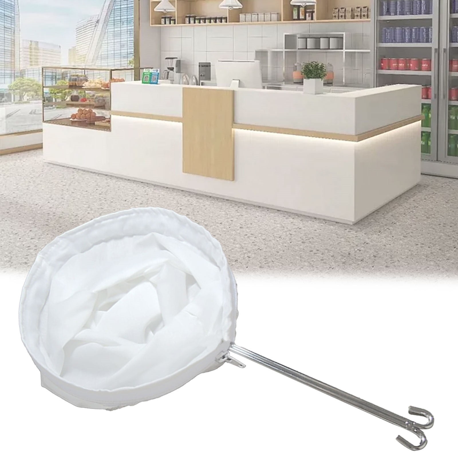 JWDX Strainers Clearance, 1Reusable Coffee Powder Tea Mesh Filter Bag with Stainless Handle Cotton Cloth Strainer As shown - Image 3