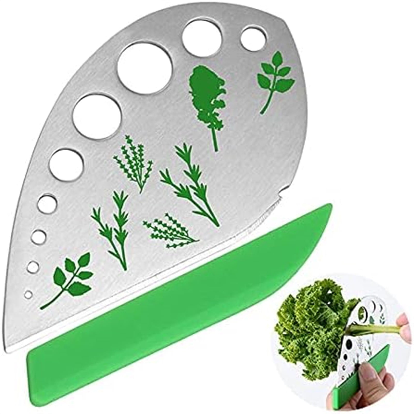 JWDX Vegetable Cutter Clearance, Herb Stripper Jiaedge Green 9 Holes Stainless Kitchen Herbs Stripping Tool Metal Herb Peeler for Collard Greens Stripper As shown - Image 3