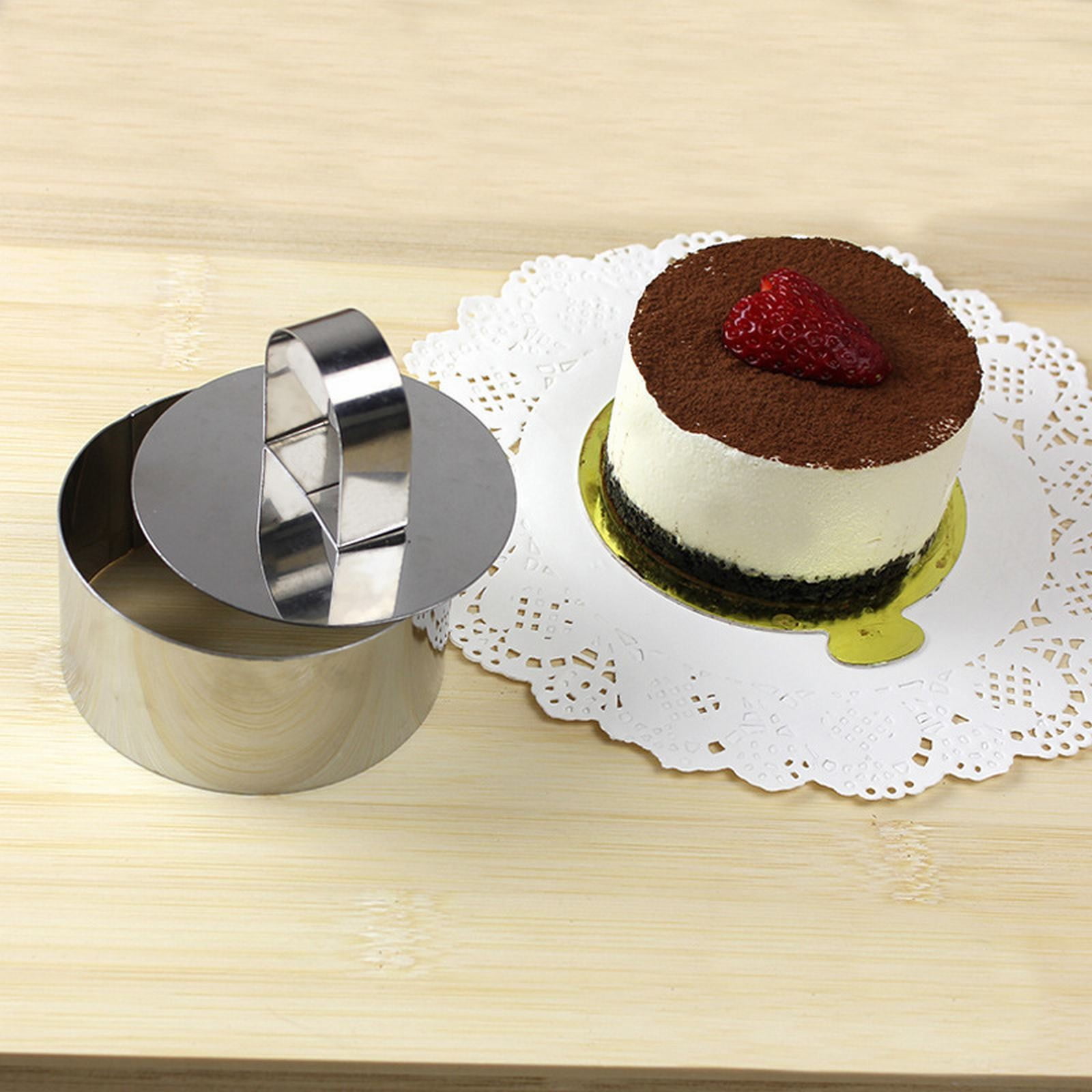 JWDX Cooking Utensils Clearance, 4 Pcs Round Ring for Cooking Stainless 3 Inch Food with 1 Pusher for Cake Dessert Tartare Dessert with Pusher and Lifter Cooking Rings Tartare As shown - Image 8