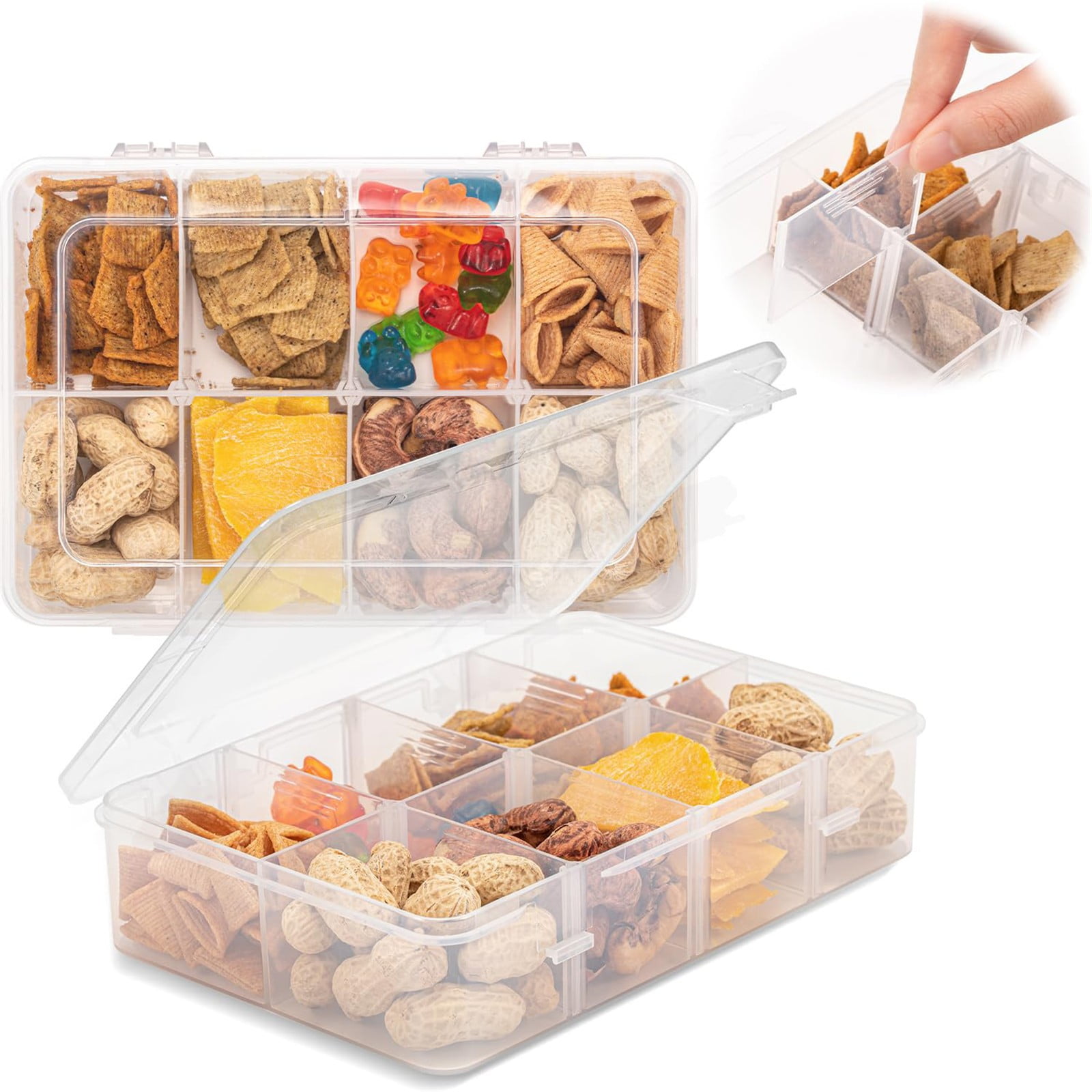 JWDX Food Storage Clearance, Snack Box Containers for Little Boys and Girls Snack Box Containers with 10 Adjustable Compartments Snack Box for Travel Meals Portable Easy to Use and Clean As shown - Image 2