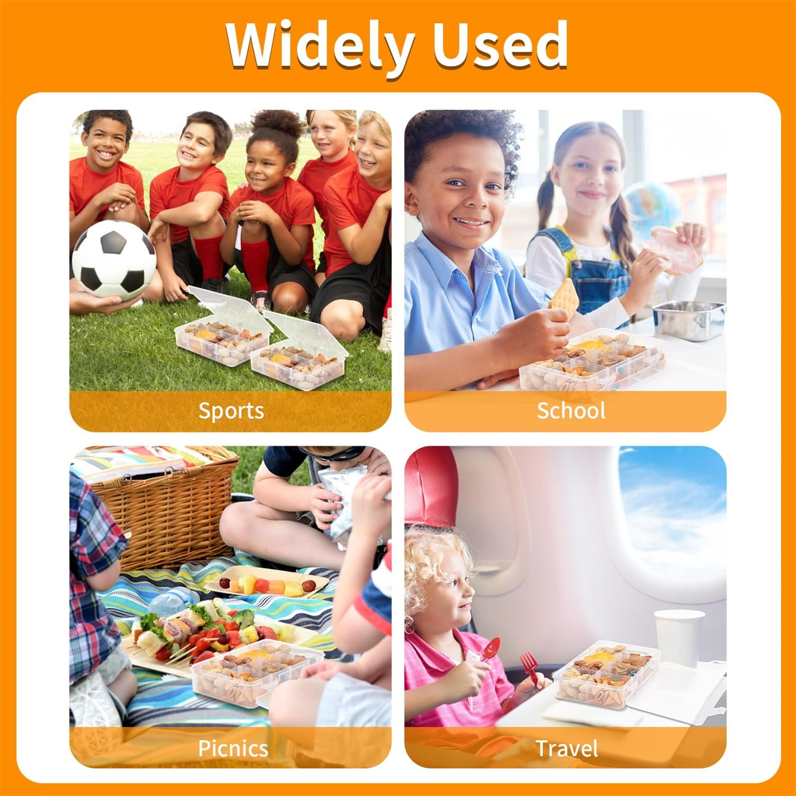 JWDX Food Storage Clearance, Snack Box Containers for Little Boys and Girls Snack Box Containers with 10 Adjustable Compartments Snack Box for Travel Meals Portable Easy to Use and Clean As shown - Image 4