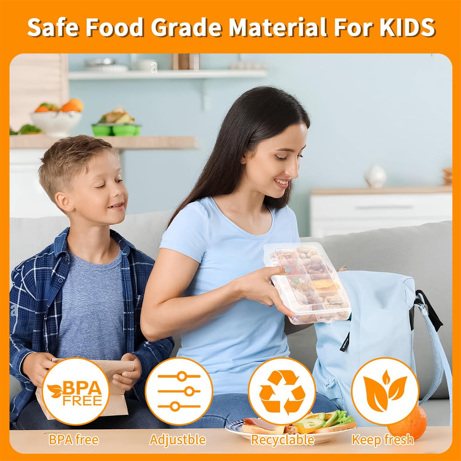 JWDX Food Storage Clearance, Snack Box Containers for Little Boys and Girls Snack Box Containers with 10 Adjustable Compartments Snack Box for Travel Meals Portable Easy to Use and Clean As shown - Image 7