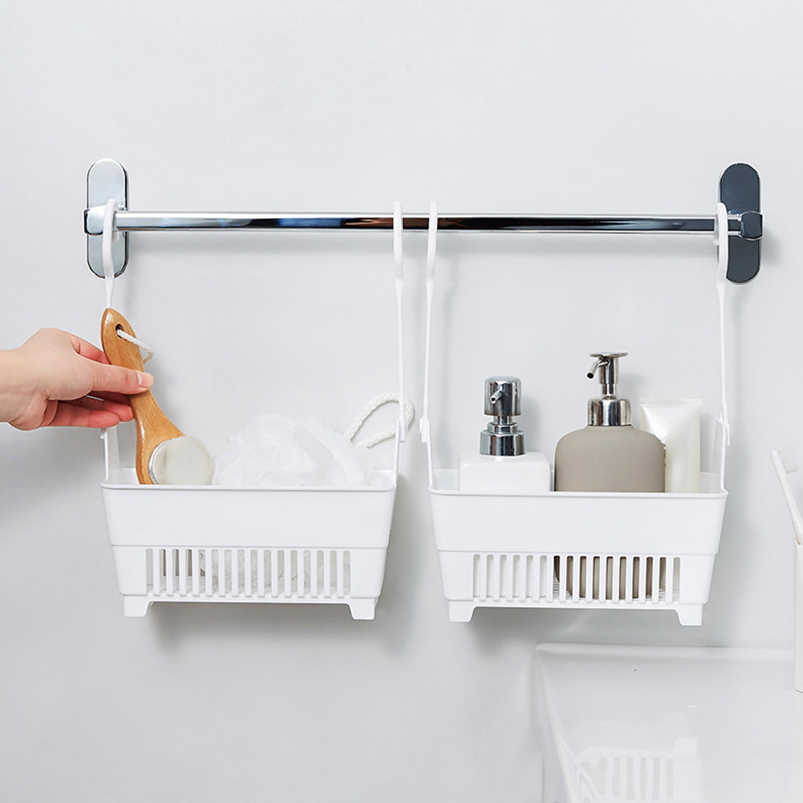 JWDX Rack Clearance, Sundries Hanging Basket Storage Drain Bag Shower Baskets with Hook Organizer As shown - Image 2