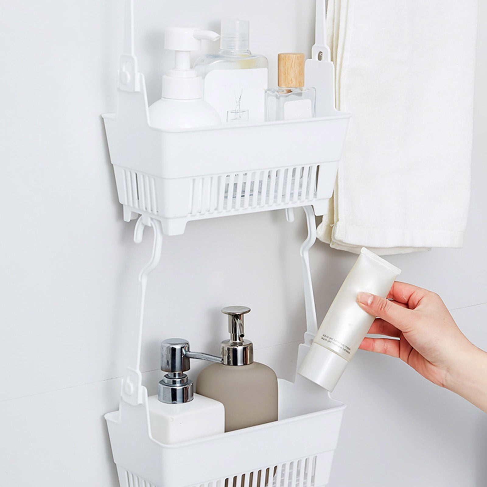 JWDX Rack Clearance, Sundries Hanging Basket Storage Drain Bag Shower Baskets with Hook Organizer As shown - Image 5