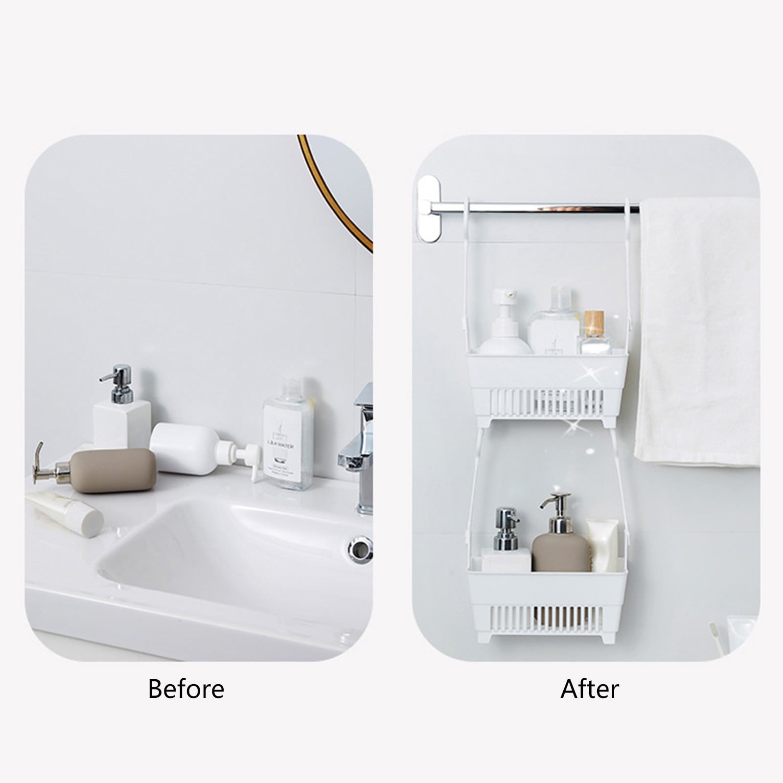 JWDX Rack Clearance, Sundries Hanging Basket Storage Drain Bag Shower Baskets with Hook Organizer As shown - Image 7