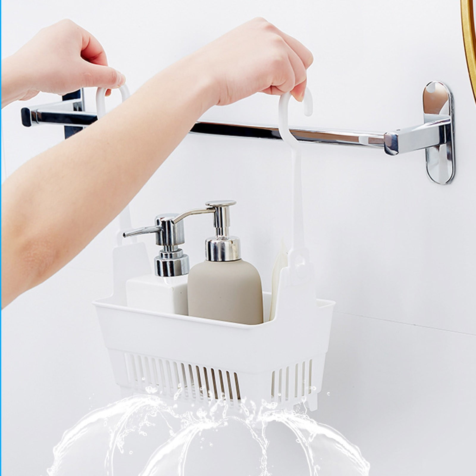 JWDX Rack Clearance, Sundries Hanging Basket Storage Drain Bag Shower Baskets with Hook Organizer As shown - Image 8