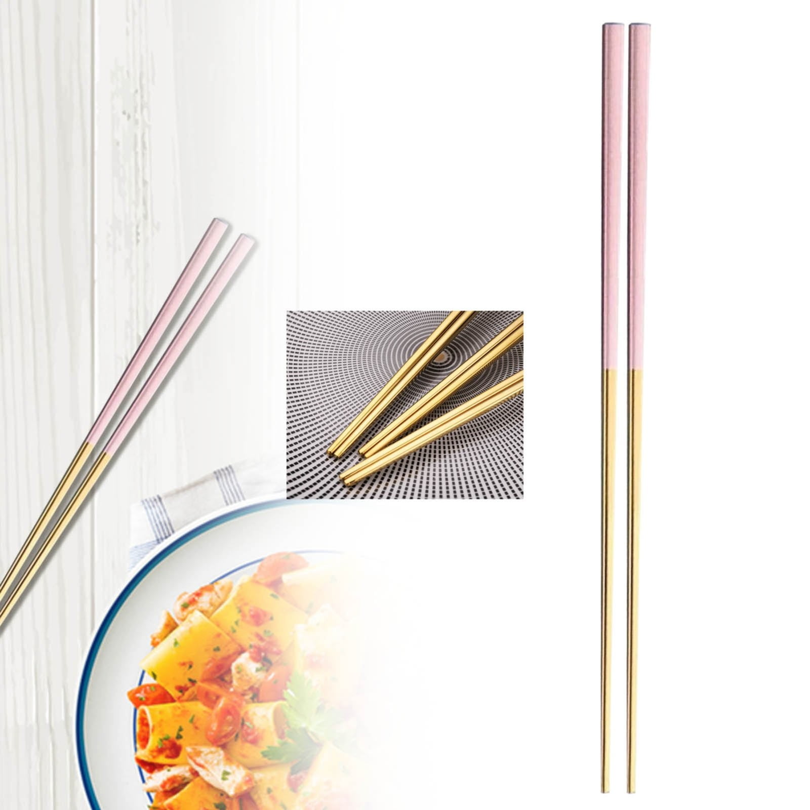JWDX Tableware Clearance, 1 Pairs Stainless Chopsticks Reusable Dishwasher Noodles Chopsticks Eating Cooking Dinning Flatware Kitchen Utensils(Gold ) As shown - Image 3