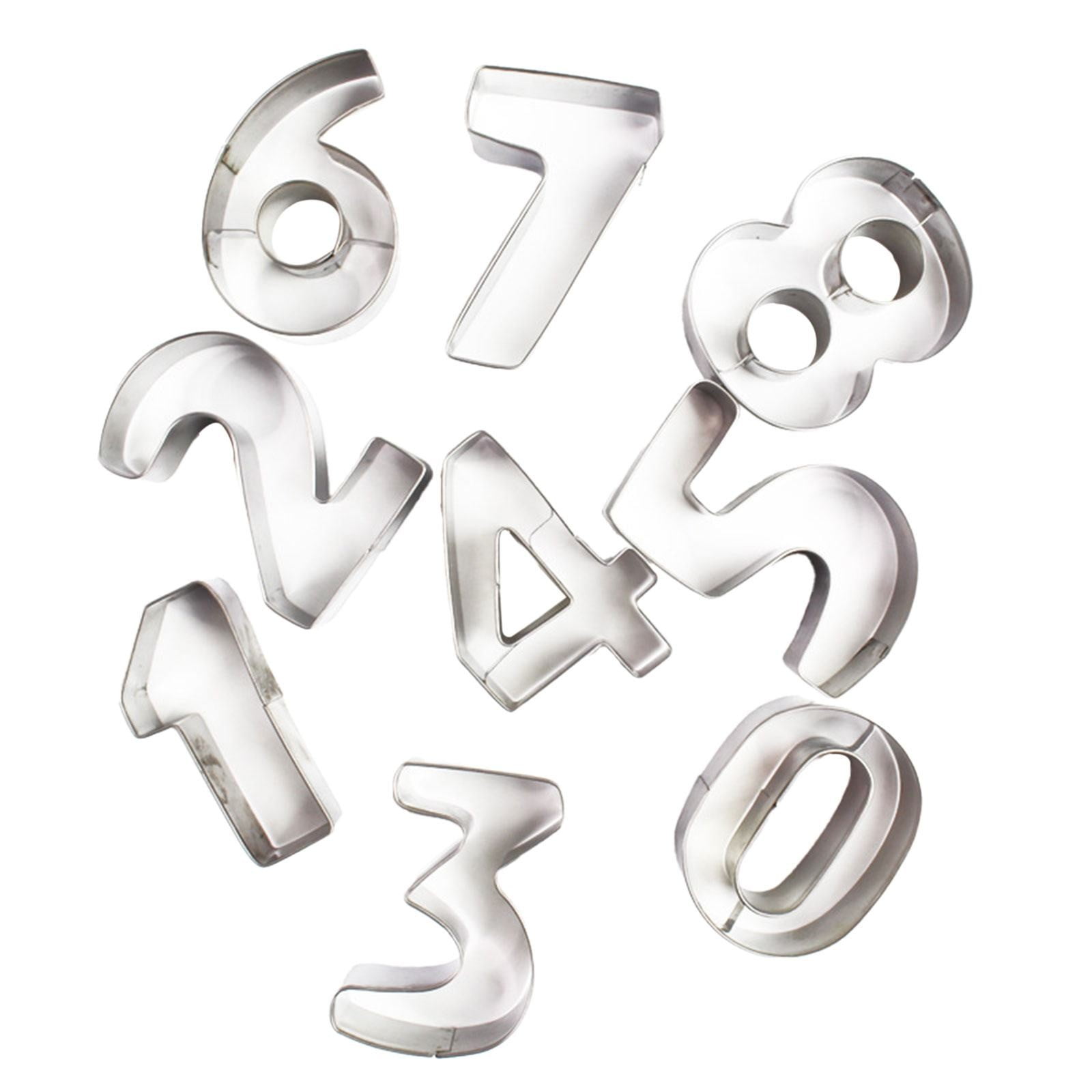 JWDX Biscuit Moulds Clearance, Numbers Cookie Cutters 2 Inches 9Pcs Jelly Fondant Cutter Set Stainless Large Number Cutter for Fondant Cake Fruit Vegetables or Dough Stainless As shown - Image 1
