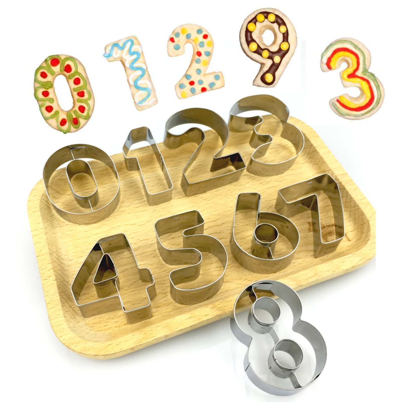 JWDX Biscuit Moulds Clearance, Numbers Cookie Cutters 2 Inches 9Pcs Jelly Fondant Cutter Set Stainless Large Number Cutter for Fondant Cake Fruit Vegetables or Dough Stainless As shown - Image 2