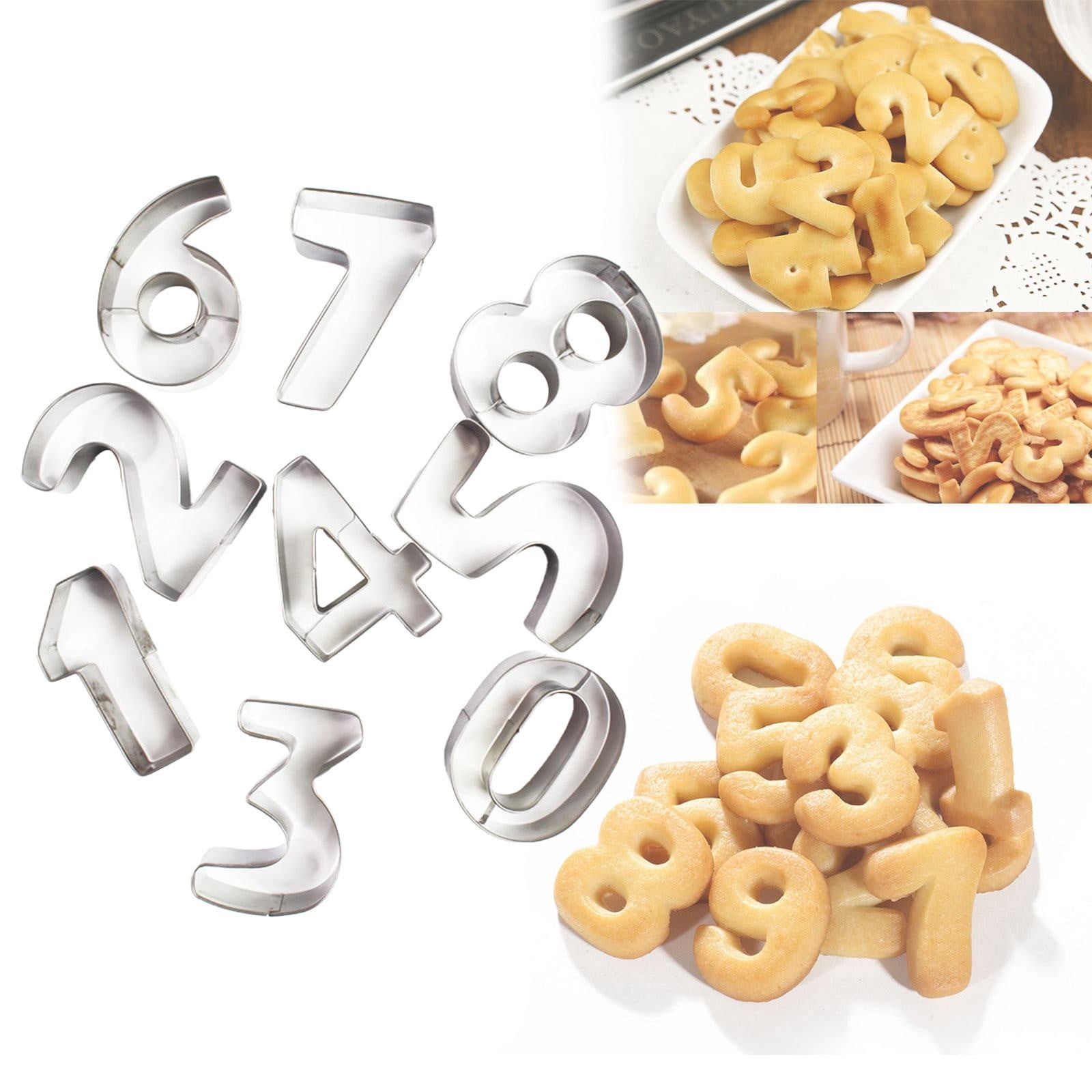 JWDX Biscuit Moulds Clearance, Numbers Cookie Cutters 2 Inches 9Pcs Jelly Fondant Cutter Set Stainless Large Number Cutter for Fondant Cake Fruit Vegetables or Dough Stainless As shown - Image 3