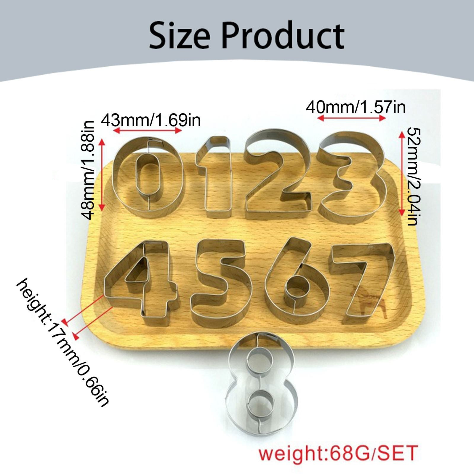 JWDX Biscuit Moulds Clearance, Numbers Cookie Cutters 2 Inches 9Pcs Jelly Fondant Cutter Set Stainless Large Number Cutter for Fondant Cake Fruit Vegetables or Dough Stainless As shown - Image 4