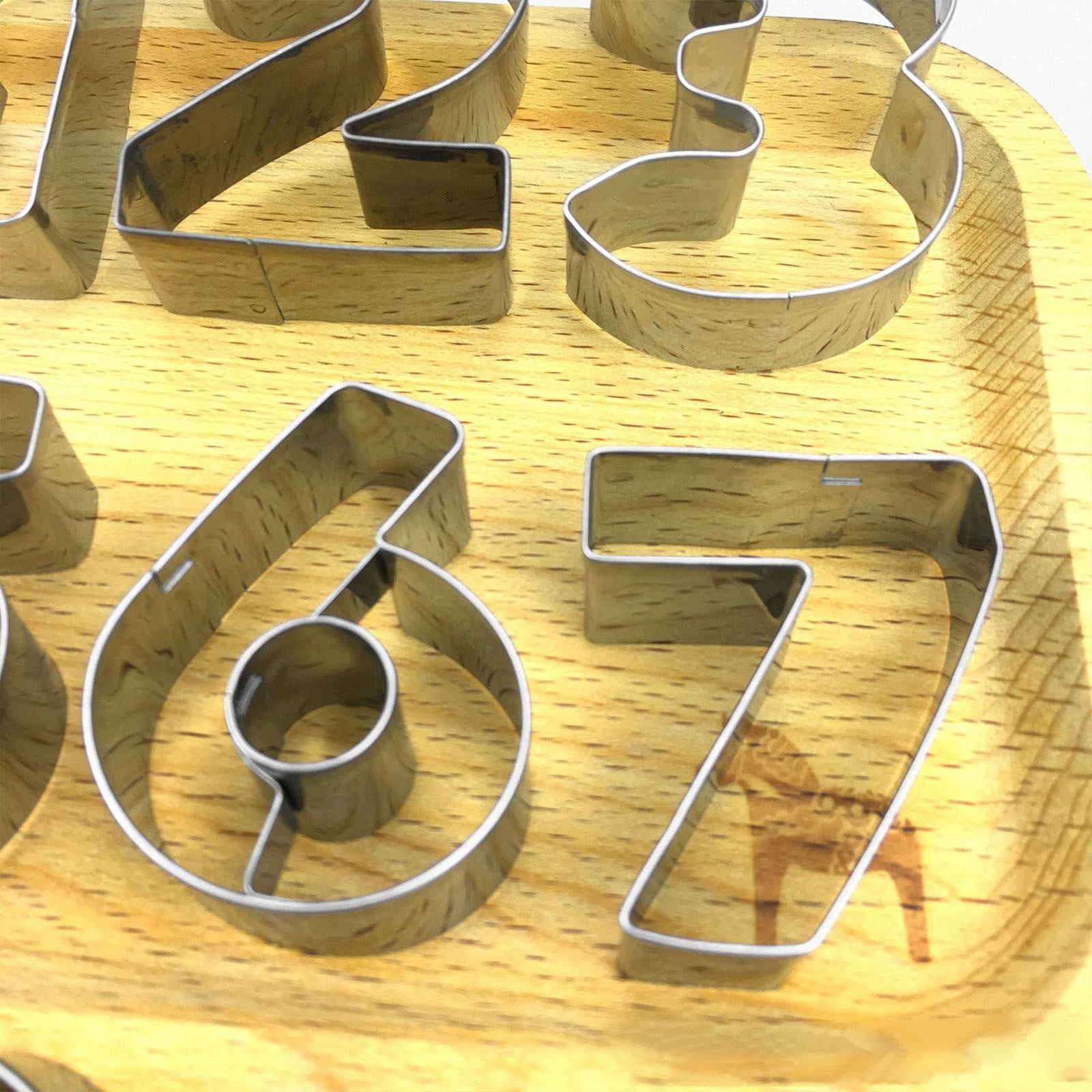 JWDX Biscuit Moulds Clearance, Numbers Cookie Cutters 2 Inches 9Pcs Jelly Fondant Cutter Set Stainless Large Number Cutter for Fondant Cake Fruit Vegetables or Dough Stainless As shown - Image 6