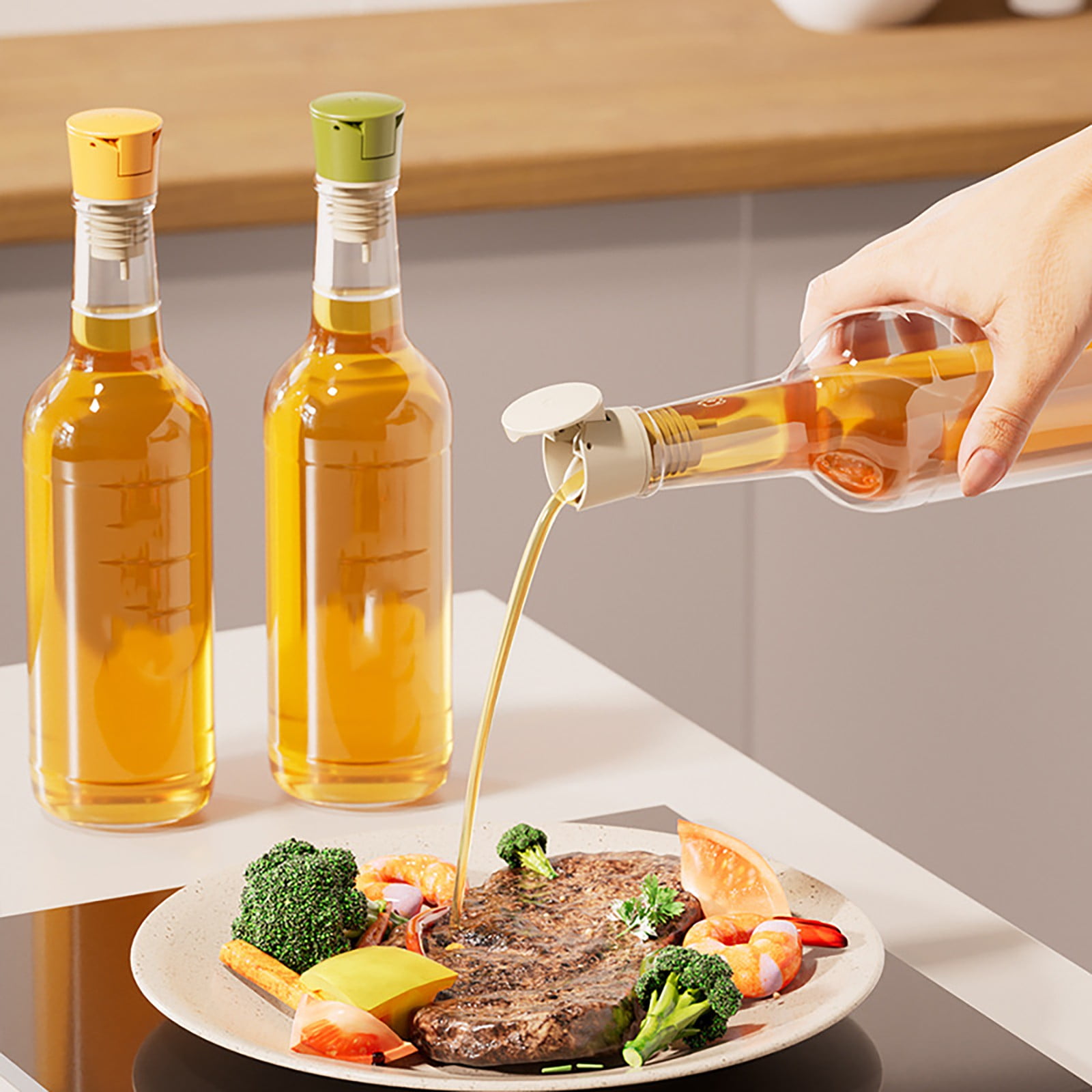 JWDX Glass and Bottle Clearance, Pour Oil Nozzle Oil Bottle Nozzle Non Dripping Diversion Bottle Silicone Plug Olive Oil Bottle Stopper Cap Wine Bottle Stopper Cap A - Image 5