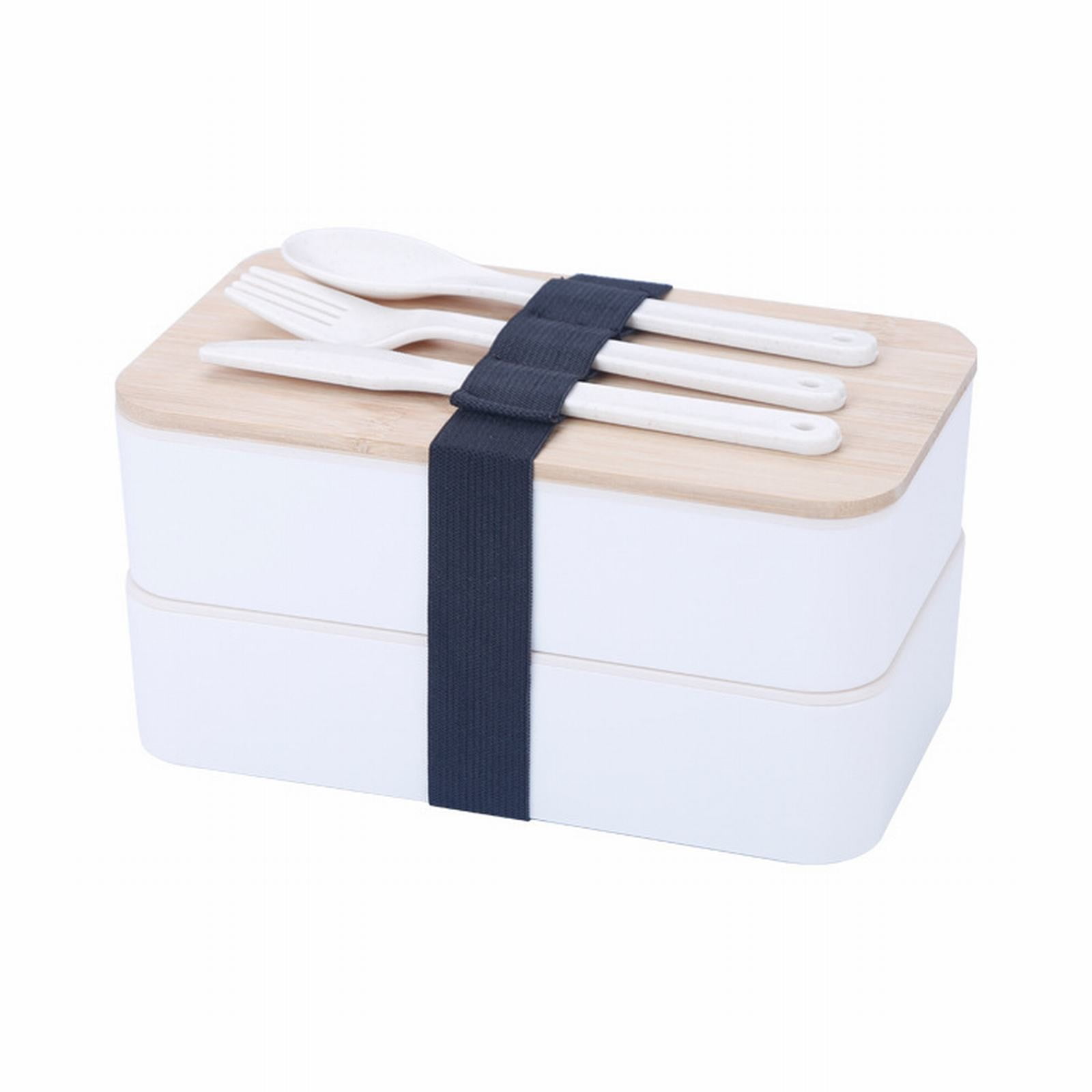 JWDX Tableware Clearance, Box Lunch Box Japanese 2 Layer Food Container with Cutlery Spoon and Fork Divided Salad Box for Men and Women WH2 - Image 1