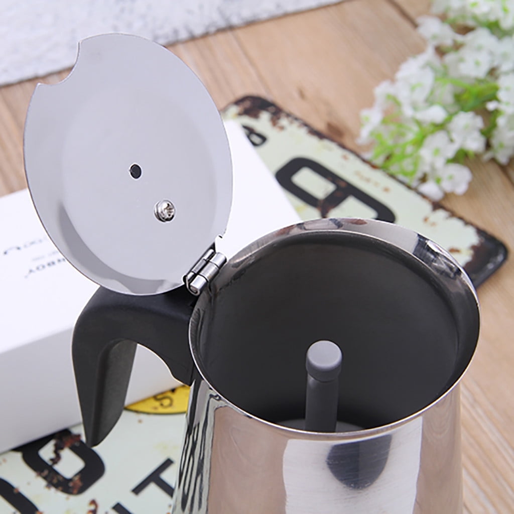 Clearance! Eguiwyn Coffee Maker (2 Cup Capacity) Stainless Steel Mocha Espresso Latte Percolator Stove Top Coffee Maker Pot Too 15x7.8cm Silver - Image 4