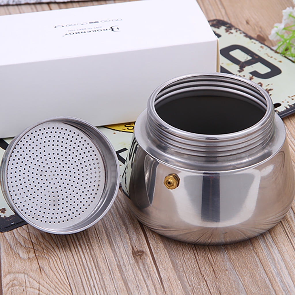 Clearance! Eguiwyn Coffee Maker (2 Cup Capacity) Stainless Steel Mocha Espresso Latte Percolator Stove Top Coffee Maker Pot Too 15x7.8cm Silver - Image 6