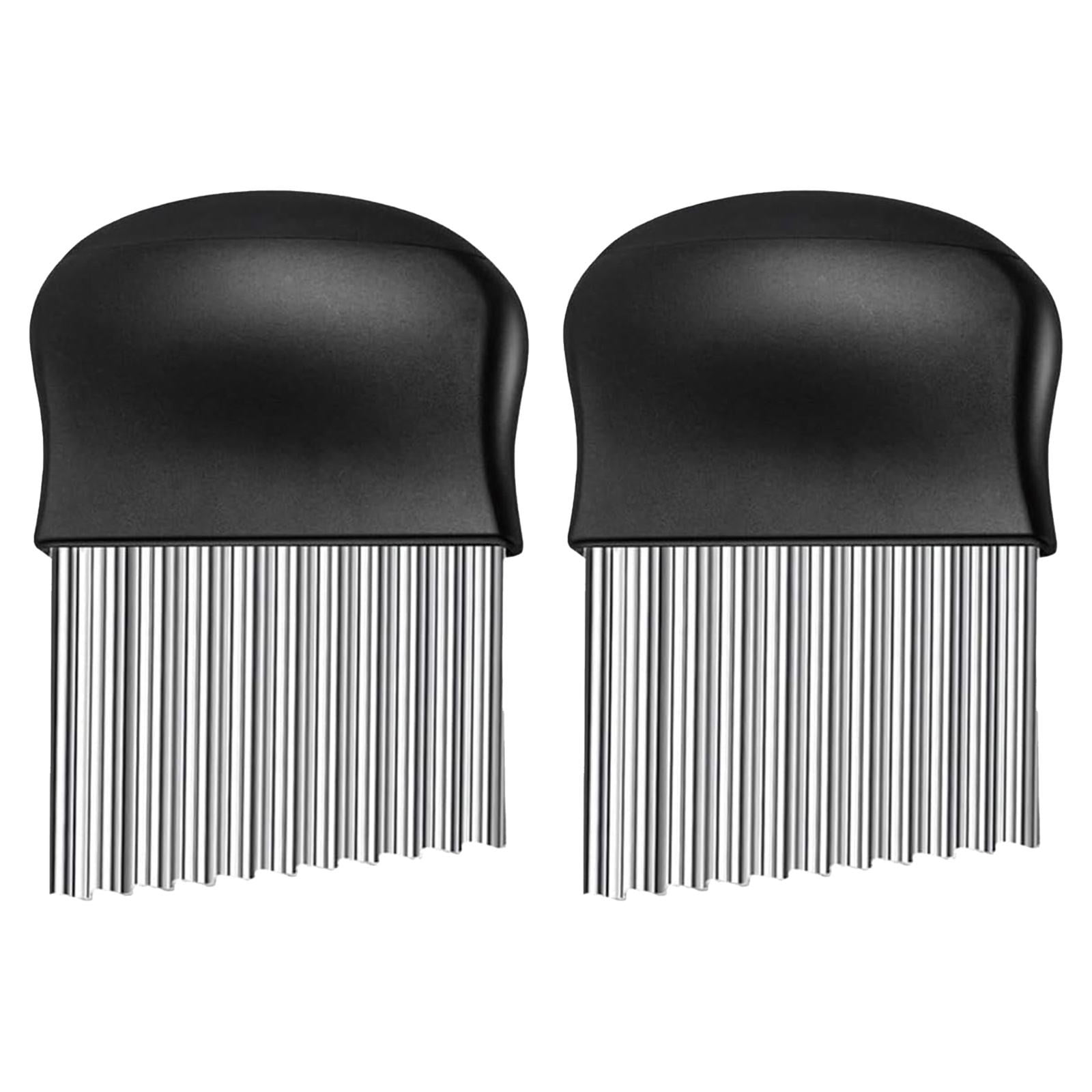 JWDX Crinkle Chopper, 2Pc Wavy Potato Soap Cutting Tool French Fry Slicer Stainless Steel Blade Wooden Handle Serrator Chopping Knife Z1-B - Image 1