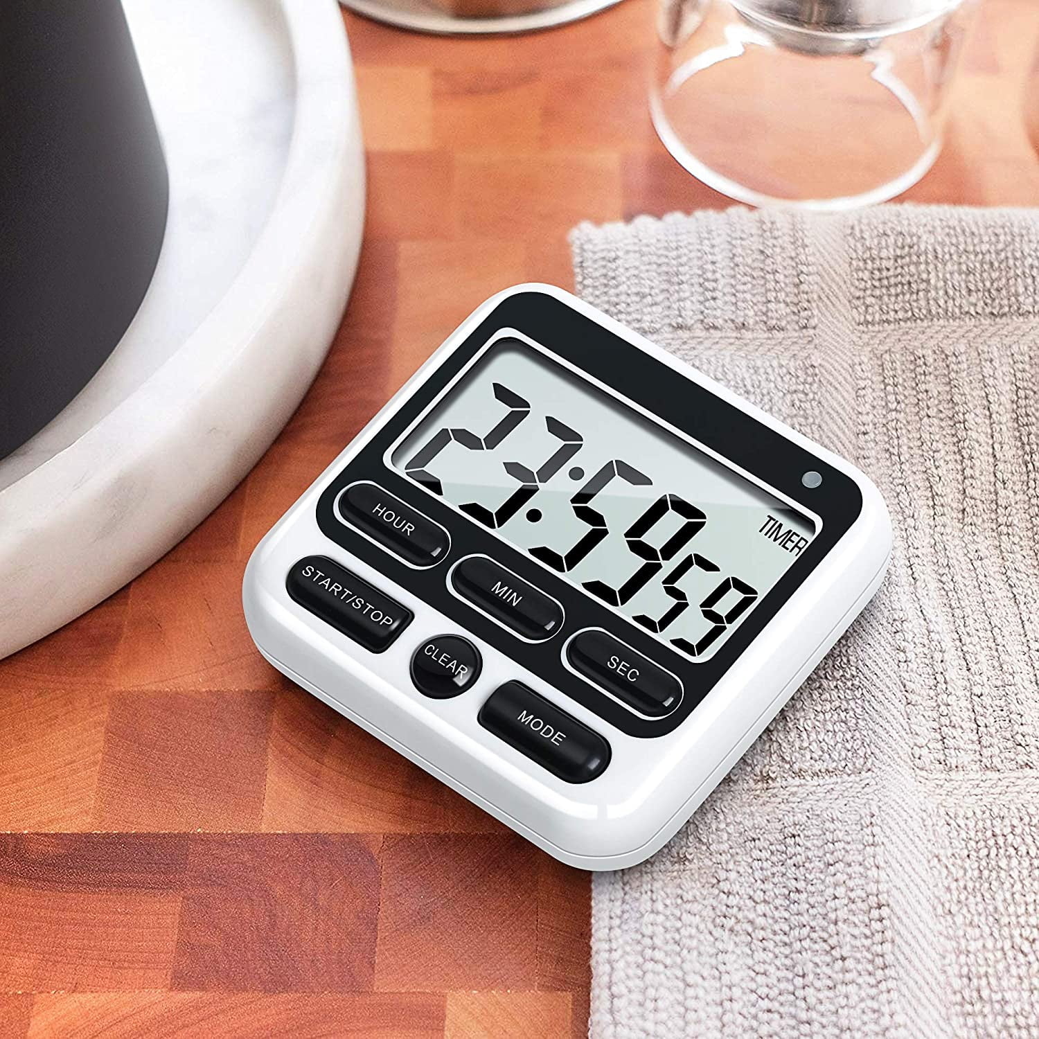 Digital Countdown Kitchen Timer -Count Up Down Magnetic Timer Clock for Cooking Baking Gym Students Black - Image 6