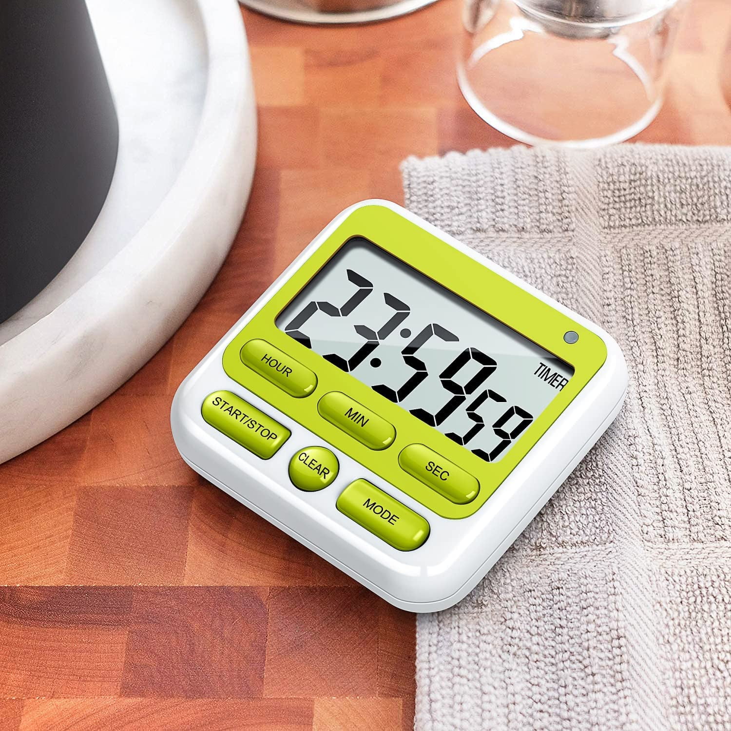 Digital Countdown Kitchen Timer -Count Up Down Magnetic Timer Clock for Cooking Baking Gym Students Green - Image 4
