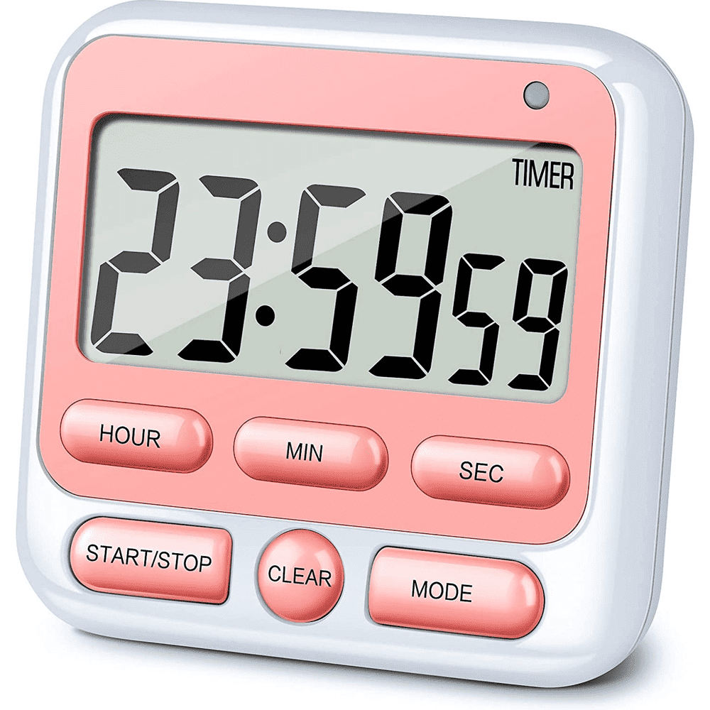 Digital Countdown Kitchen Timer -Count Up Down Magnetic Timer Clock for Cooking Baking Gym Students Pink - Image 1