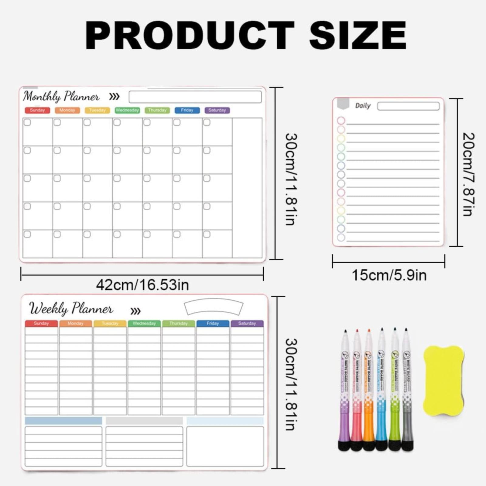 Back to College Yxwen Refrigerator Daily Calendar Whiteboard for Fridge Meal Planner Board White Board for School Home 6ml Pink One Size D - Image 3
