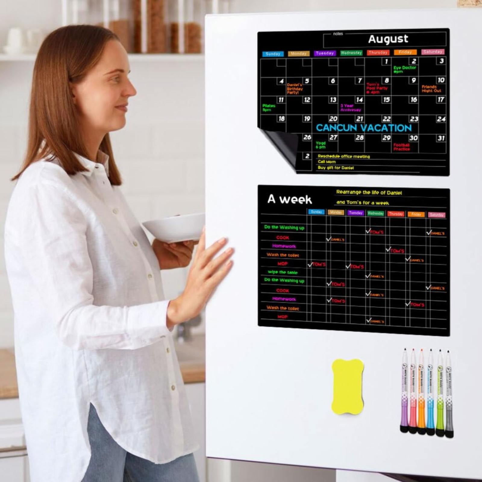 Back to College Yxwen Refrigerator Daily Calendar Whiteboard for Fridge Meal Planner Board White Board for School Home 6ml Pink One Size D - Image 8