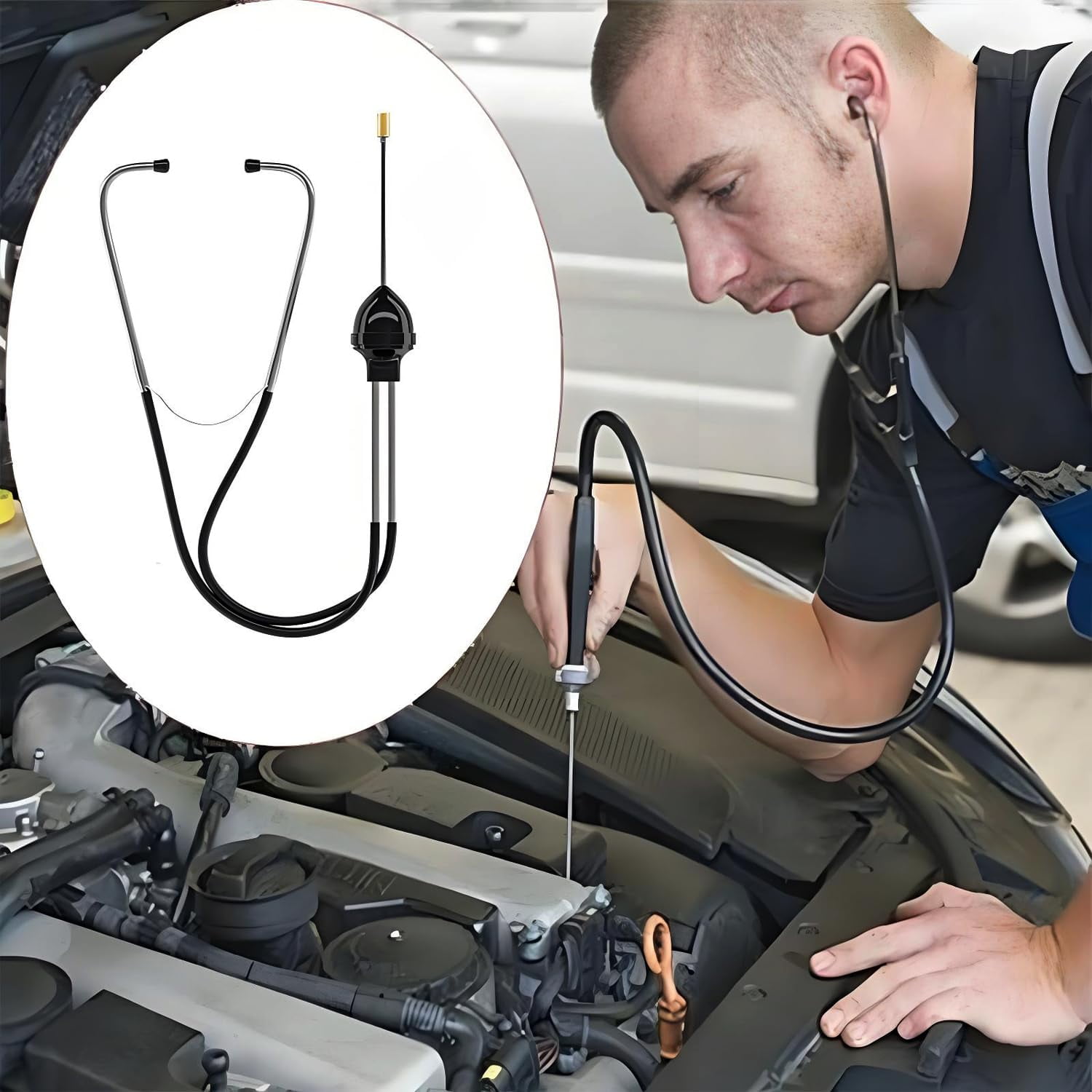 Garnish Gripper Mechanic's Stethoscope Automotive Engine Diagnostic Sensitive Hearing Tool for Cars, Trucks and Motorcycles,Black A418 - Image 2