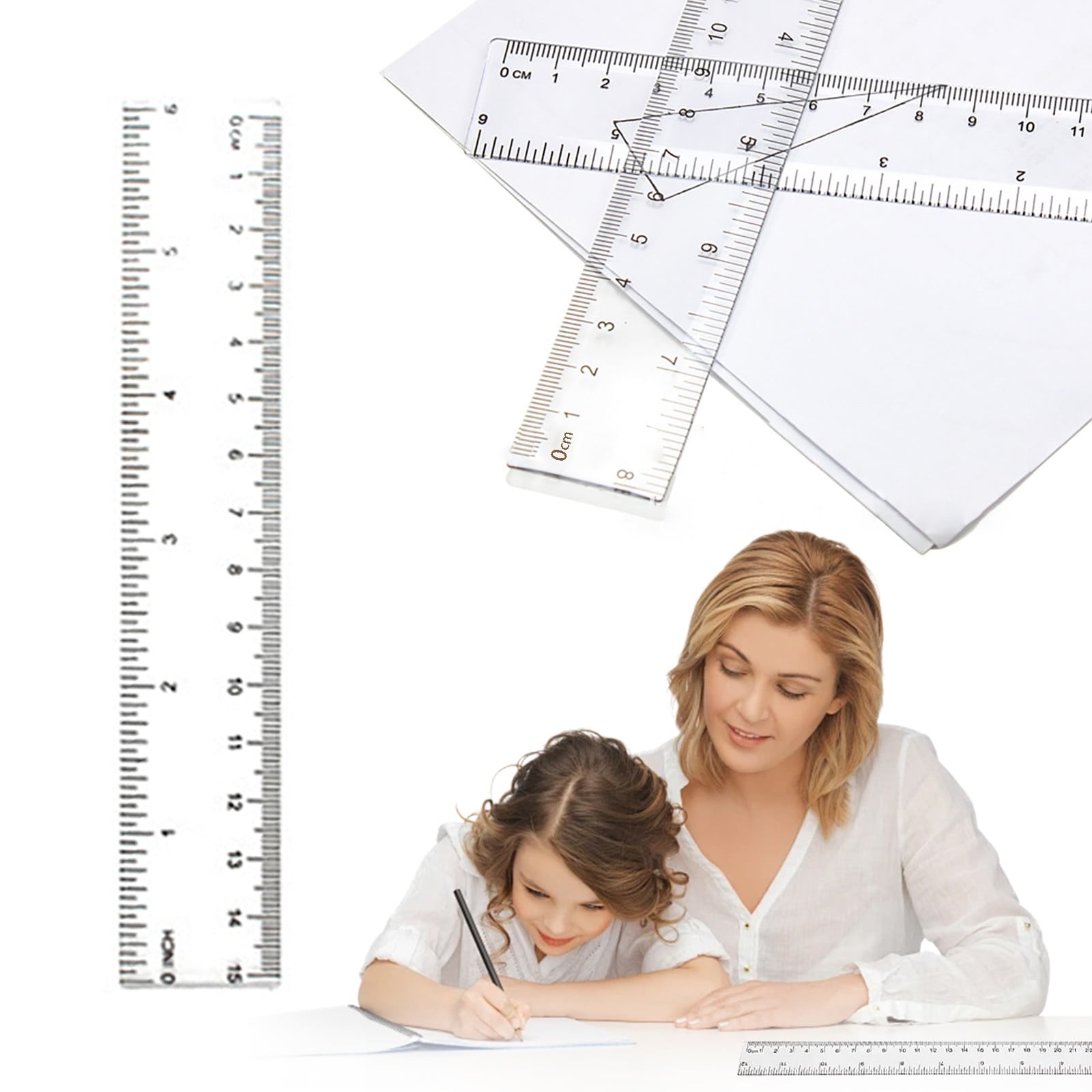 Back to College Yxwen Centimeter Inch Scale Ruler. Plastic Ruler Small Ruler for Measuring Suitable for Schools and Suitable for Artists Designers and Students Etc White One Size AA - Image 2
