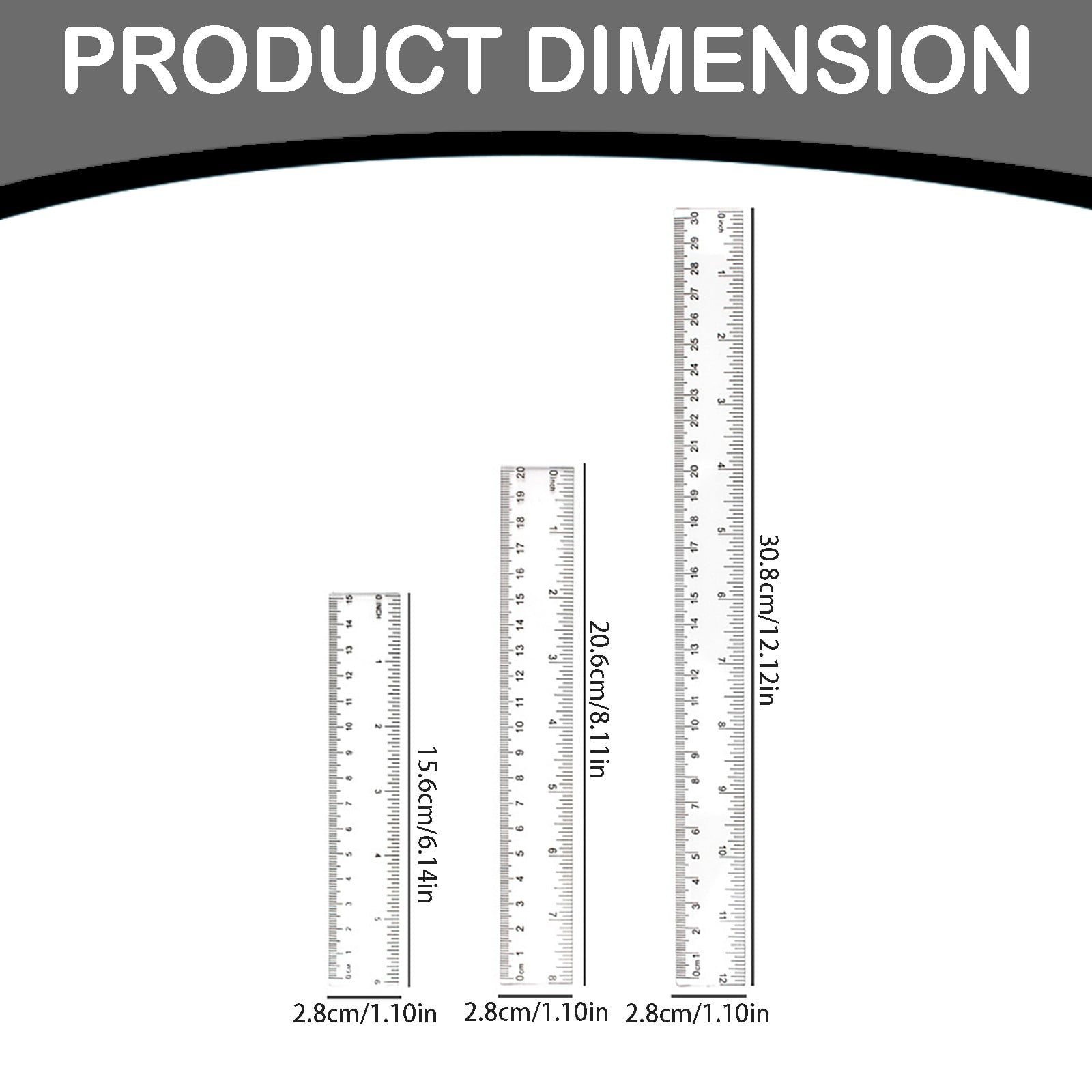 Back to College Yxwen Centimeter Inch Scale Ruler. Plastic Ruler Small Ruler for Measuring Suitable for Schools and Suitable for Artists Designers and Students Etc White One Size AA - Image 3