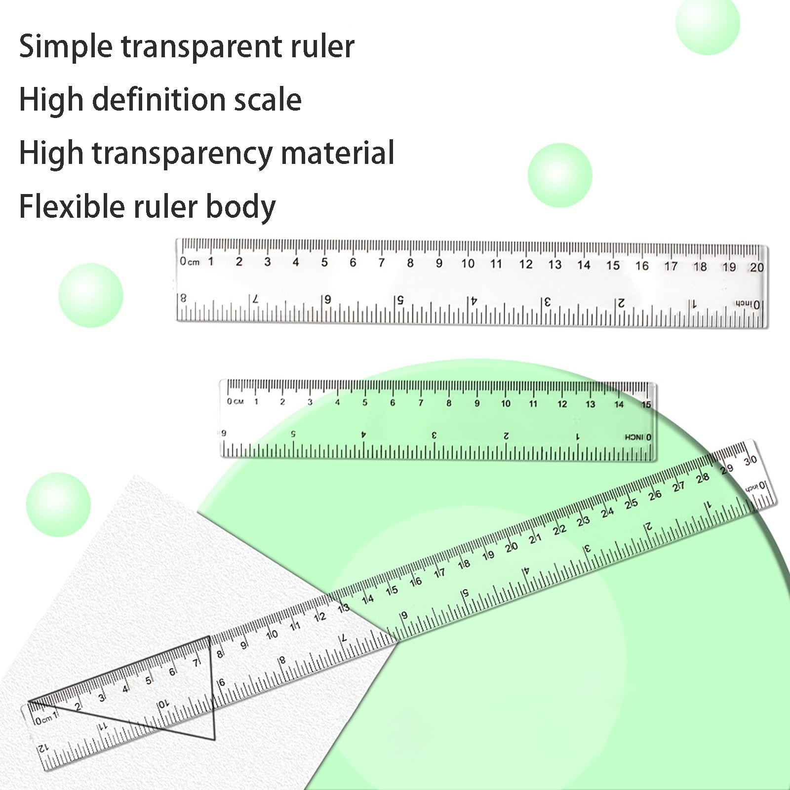 Back to College Yxwen Centimeter Inch Scale Ruler. Plastic Ruler Small Ruler for Measuring Suitable for Schools and Suitable for Artists Designers and Students Etc White One Size AA - Image 5