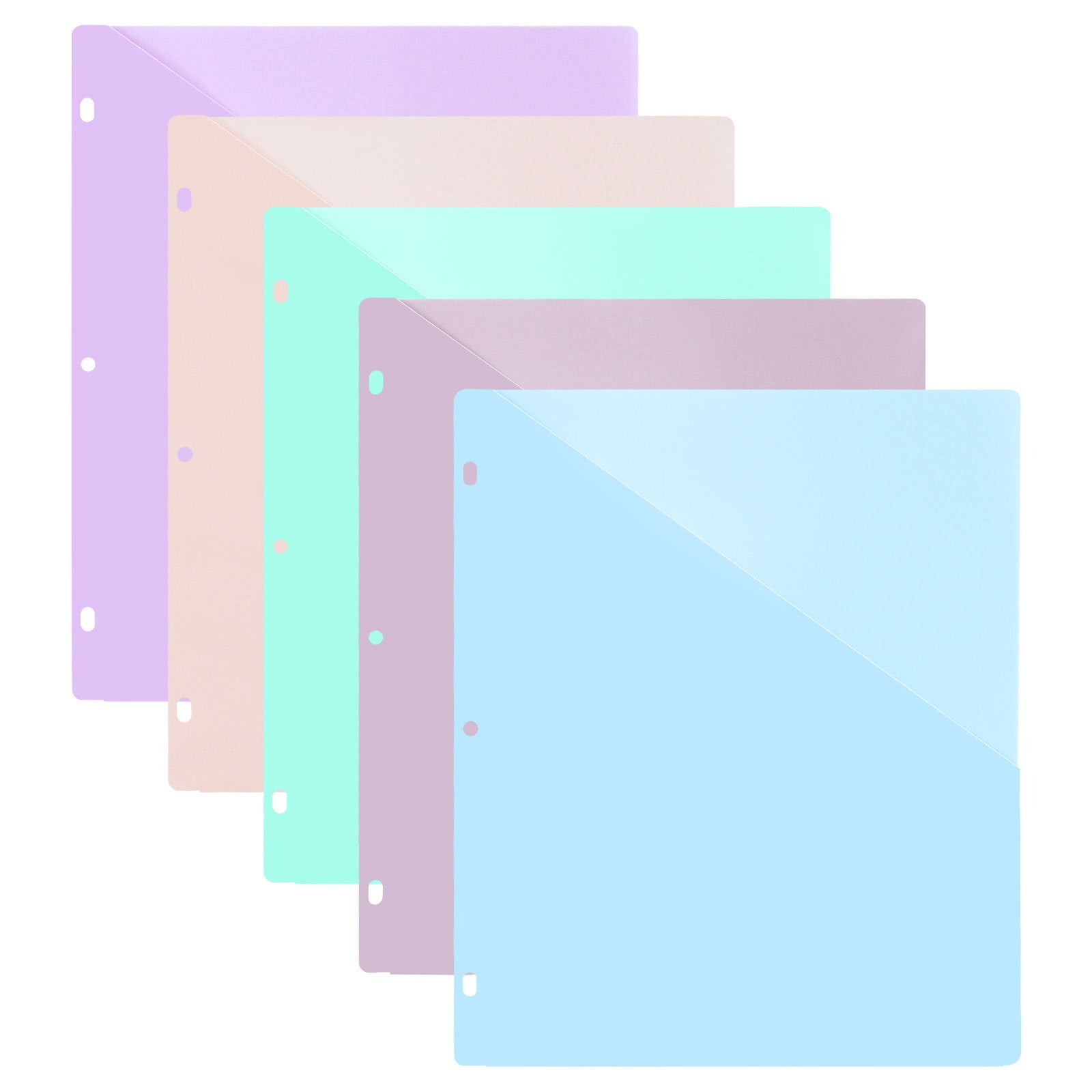 A4Pp Document Bag 3-Hole Loose-Leaf Document Bag Insert Bag (5Pcs) Jwdx Dividers with Pockets Dividers with Pockets Pocket Dividers with 3 Holes for 3 Ring Bividers with Pocket & Tabs for Planners One Size Light blue - Image 1