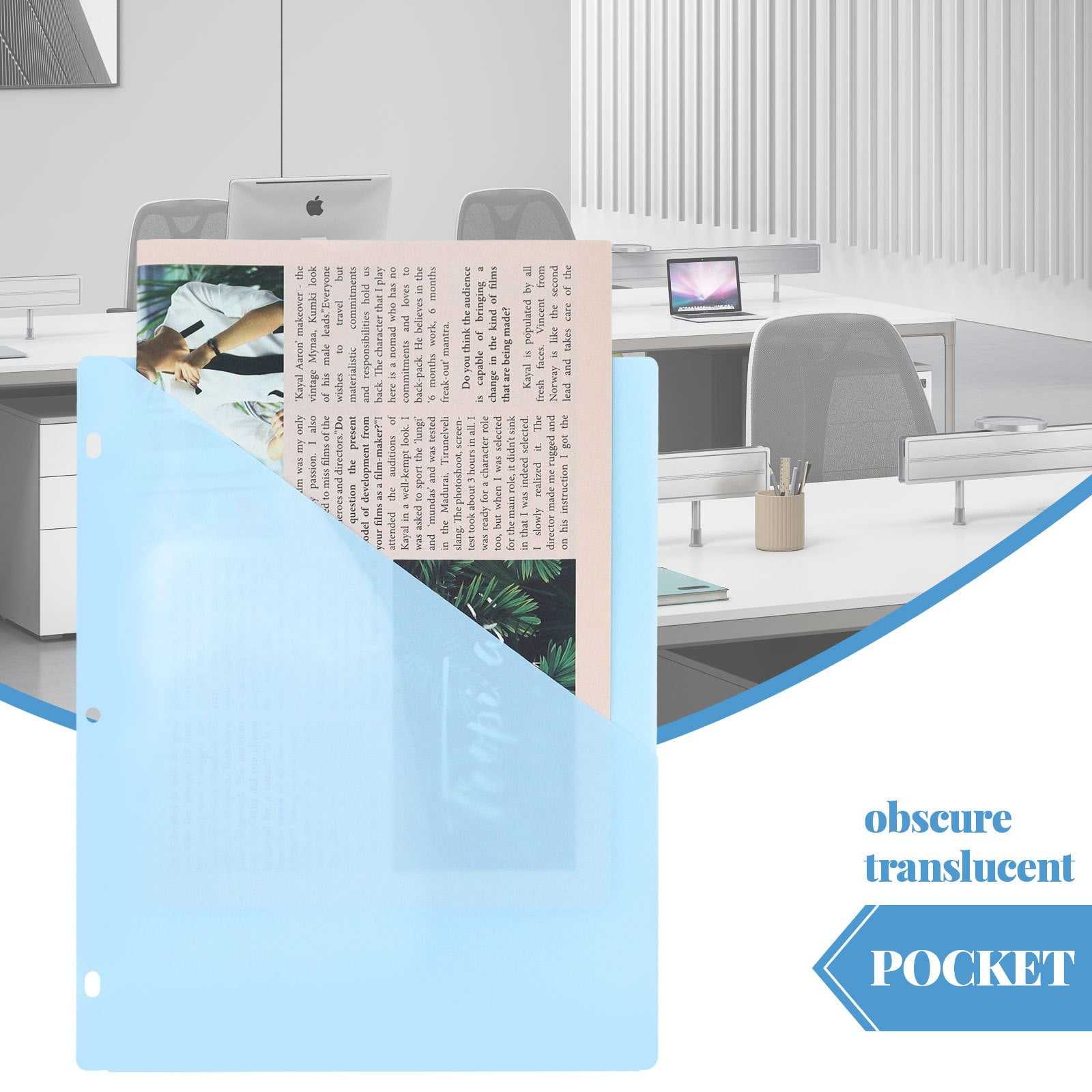 A4Pp Document Bag 3-Hole Loose-Leaf Document Bag Insert Bag (5Pcs) Jwdx Dividers with Pockets Dividers with Pockets Pocket Dividers with 3 Holes for 3 Ring Bividers with Pocket & Tabs for Planners One Size Light blue - Image 5