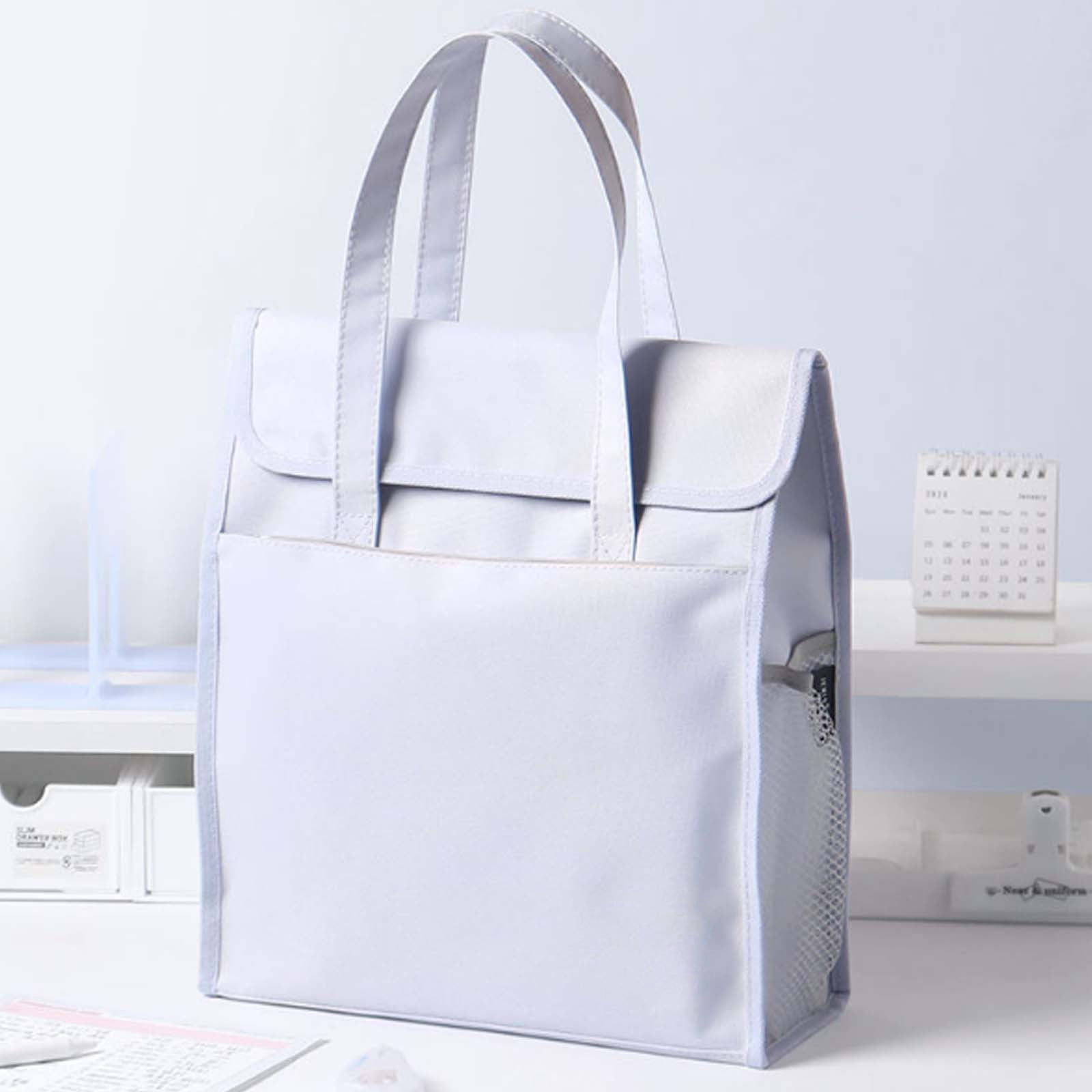 1*Bag JWDX File Folder Tote Bag with Handle Portable Document Organizer Box for Letter Size File Folder Folding File Case for Home One Size Blue - Image 1