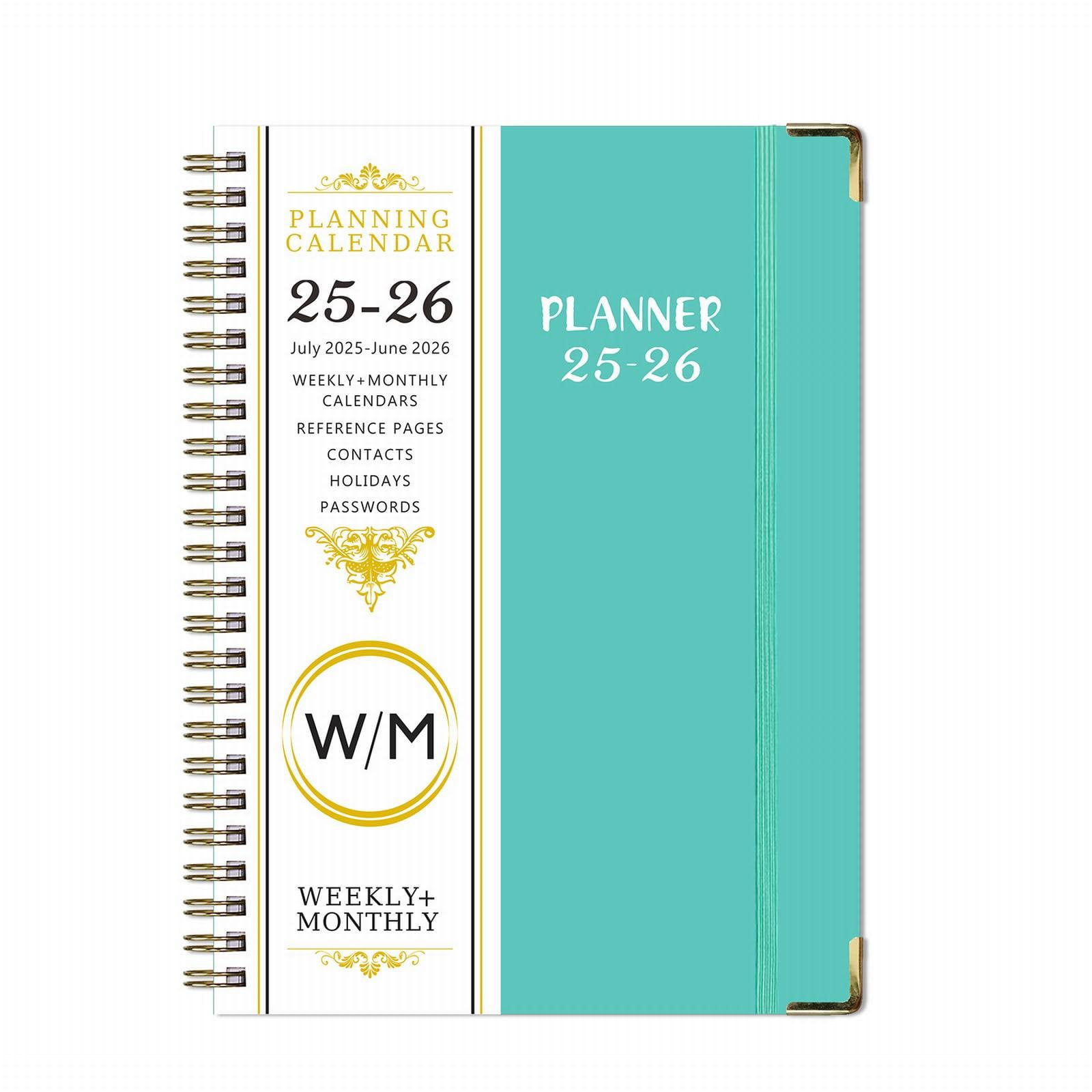 Summer Deal！ Yxwen 25.7-26.6 Years English Notepad A5 2025.7 to 2026.6 Planner – Weekly ＆ Monthly Planner Fromfrom July 2025 to 2026 Daily and Monthly Planner Notebook One Size Mint Green - Image 1