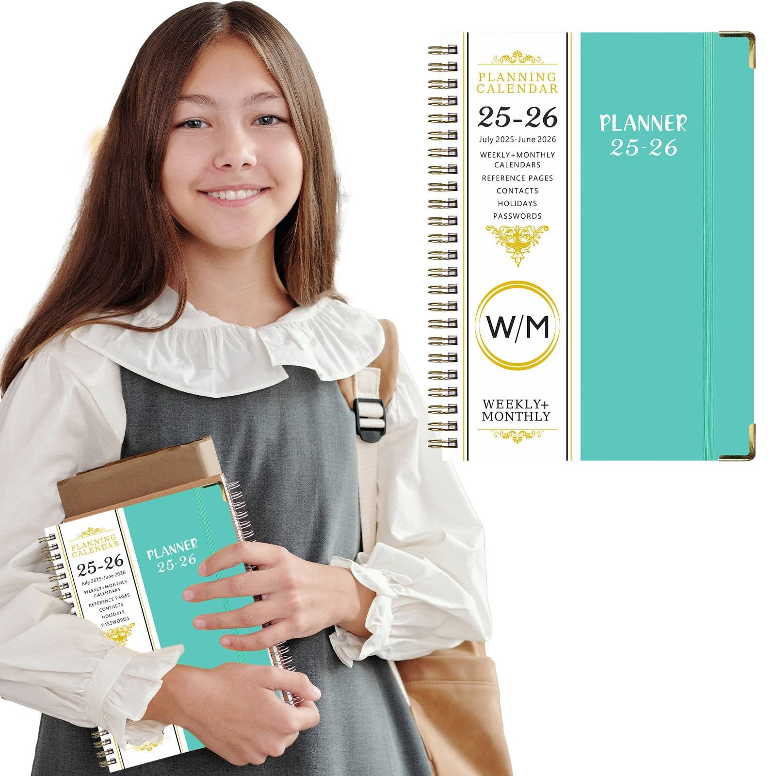 Summer Deal！ Yxwen 25.7-26.6 Years English Notepad A5 2025.7 to 2026.6 Planner – Weekly ＆ Monthly Planner Fromfrom July 2025 to 2026 Daily and Monthly Planner Notebook One Size Mint Green - Image 2