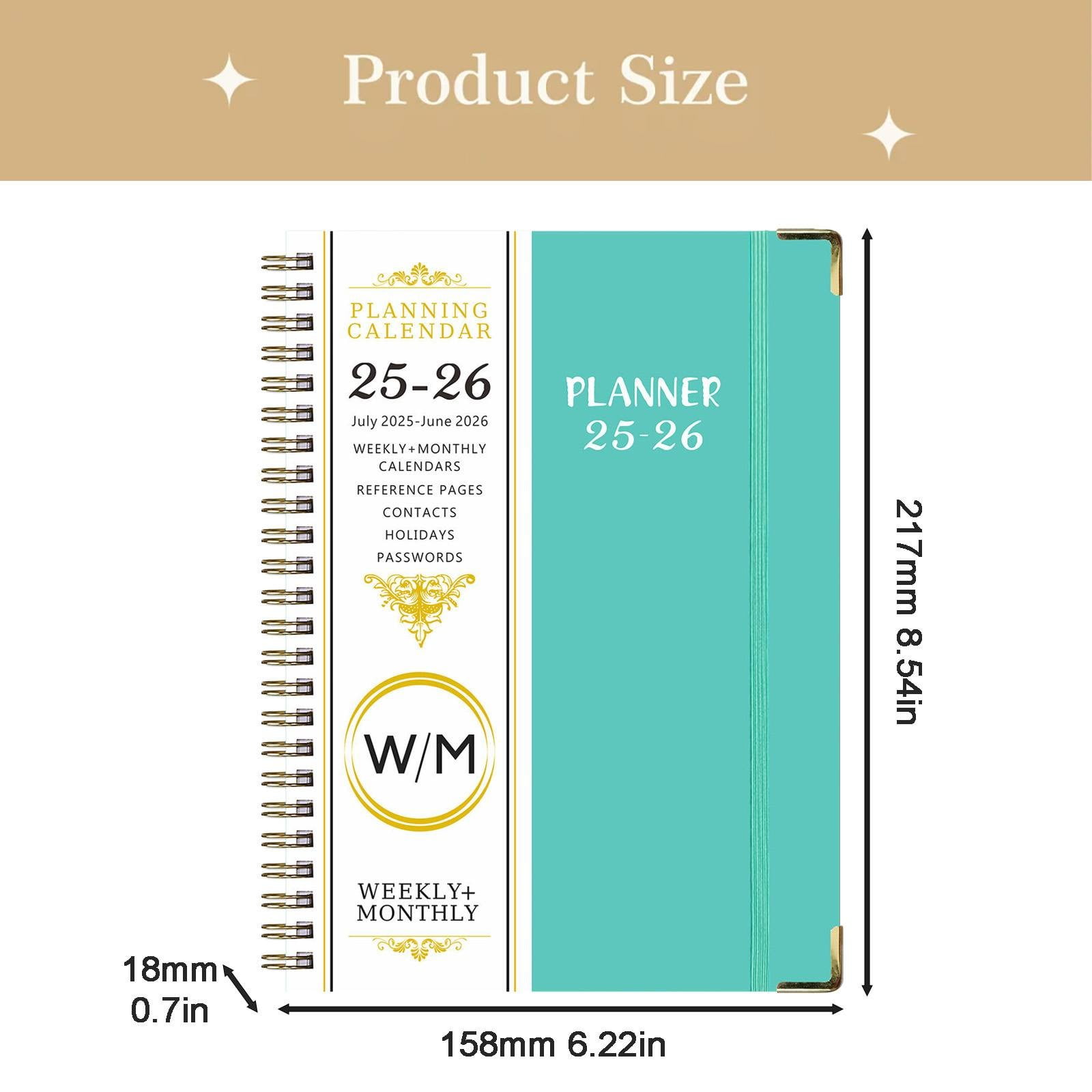 Summer Deal！ Yxwen 25.7-26.6 Years English Notepad A5 2025.7 to 2026.6 Planner – Weekly ＆ Monthly Planner Fromfrom July 2025 to 2026 Daily and Monthly Planner Notebook One Size Mint Green - Image 3