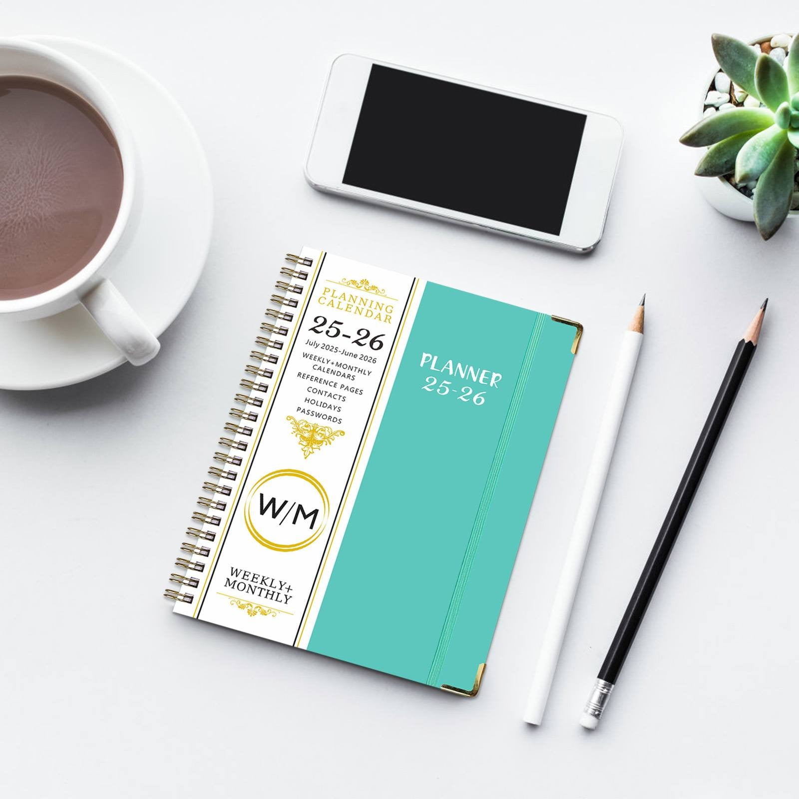Summer Deal！ Yxwen 25.7-26.6 Years English Notepad A5 2025.7 to 2026.6 Planner – Weekly ＆ Monthly Planner Fromfrom July 2025 to 2026 Daily and Monthly Planner Notebook One Size Mint Green - Image 7