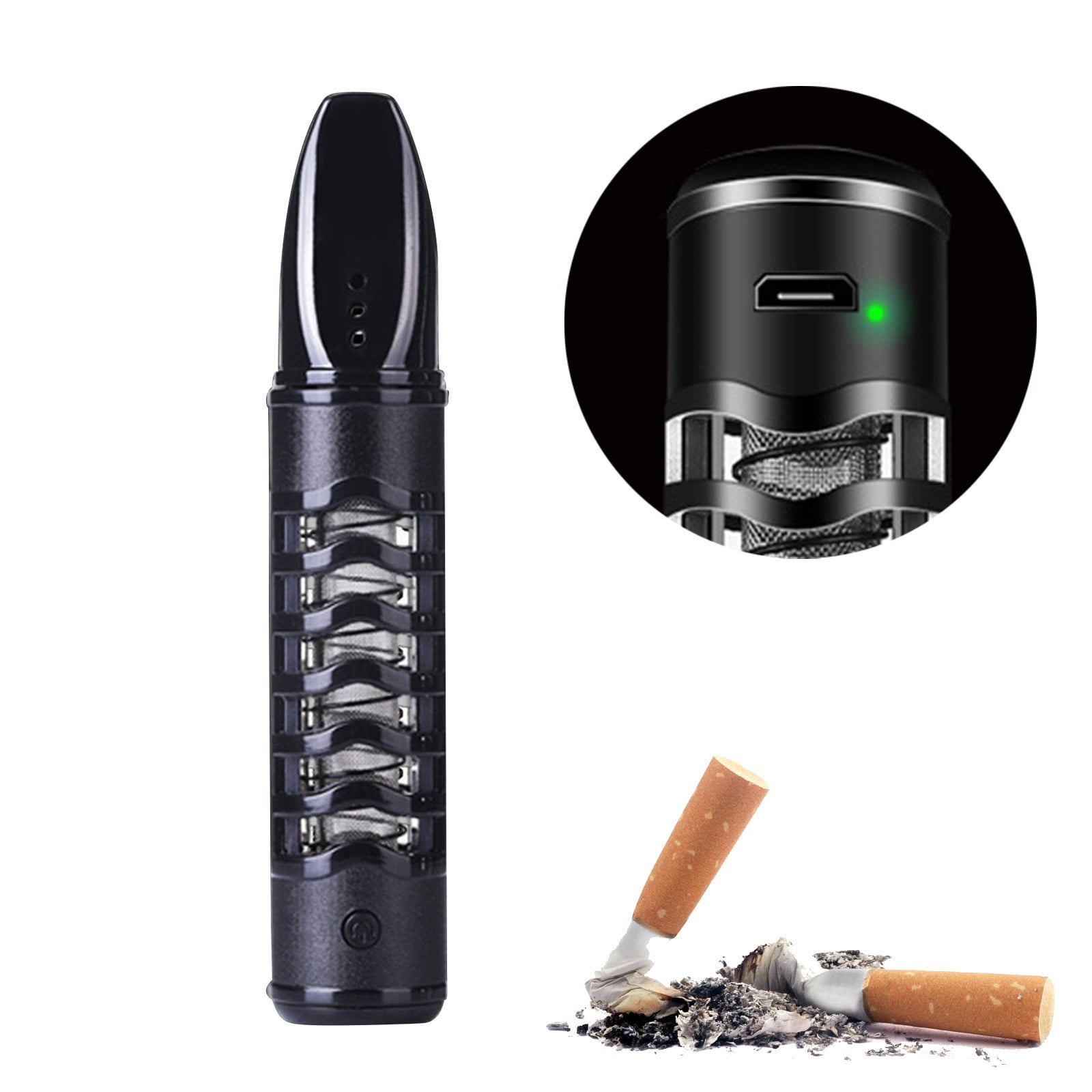 Jwdx 1 Ashtray Cover; 1 Charging Cable Car Usb Charging Ashtray Lazy Holder Does Not Drop The Ash Ashtray Filter Holder With Usb Tungsten Coil Ashtray One Size Red - Image 1